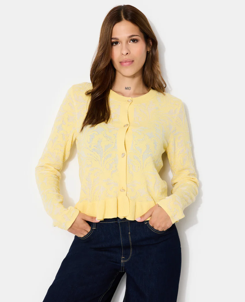 Pimkie Gilet en maille effet jacquard avec boutons fantaisie