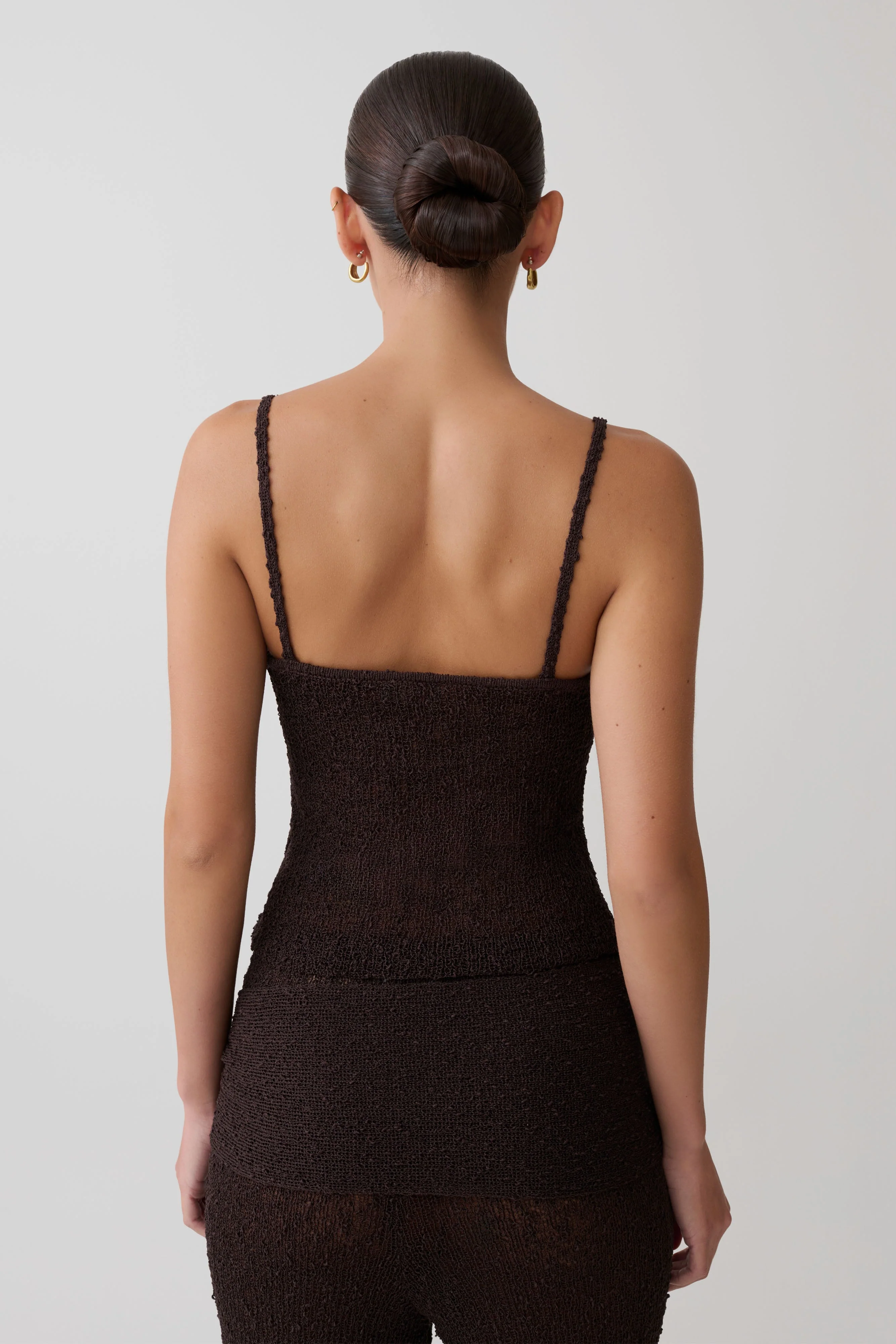 Mattais Boucle Knit Top - Dark Chocolate