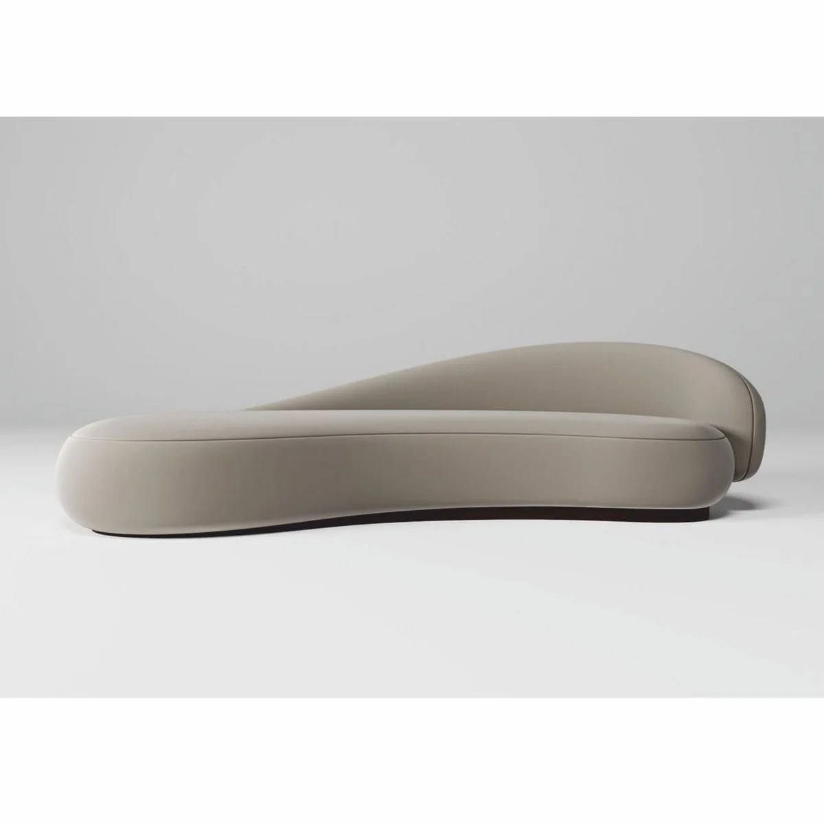 Luxury Velvet Sofa Right Side Gray / Dark Brown 280 cm - Living Room & Hotel Furniture
