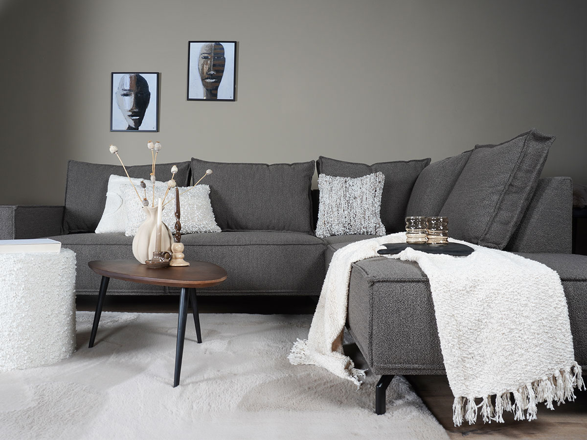 Hoekbank Ron Boucle Brown Rechts