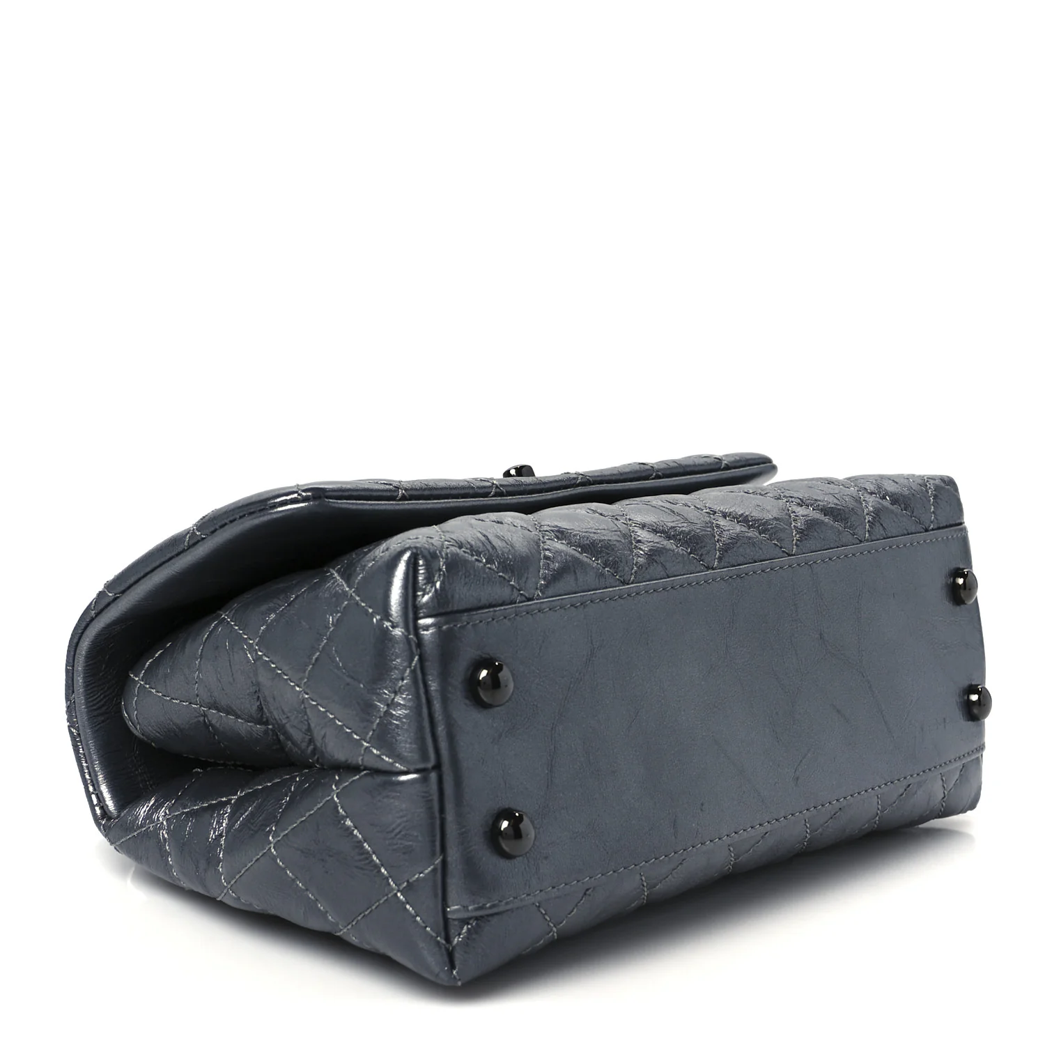 Metallic Aged Calfskin Quilted Mini Coco Handle Flap Charcoal - Top Club