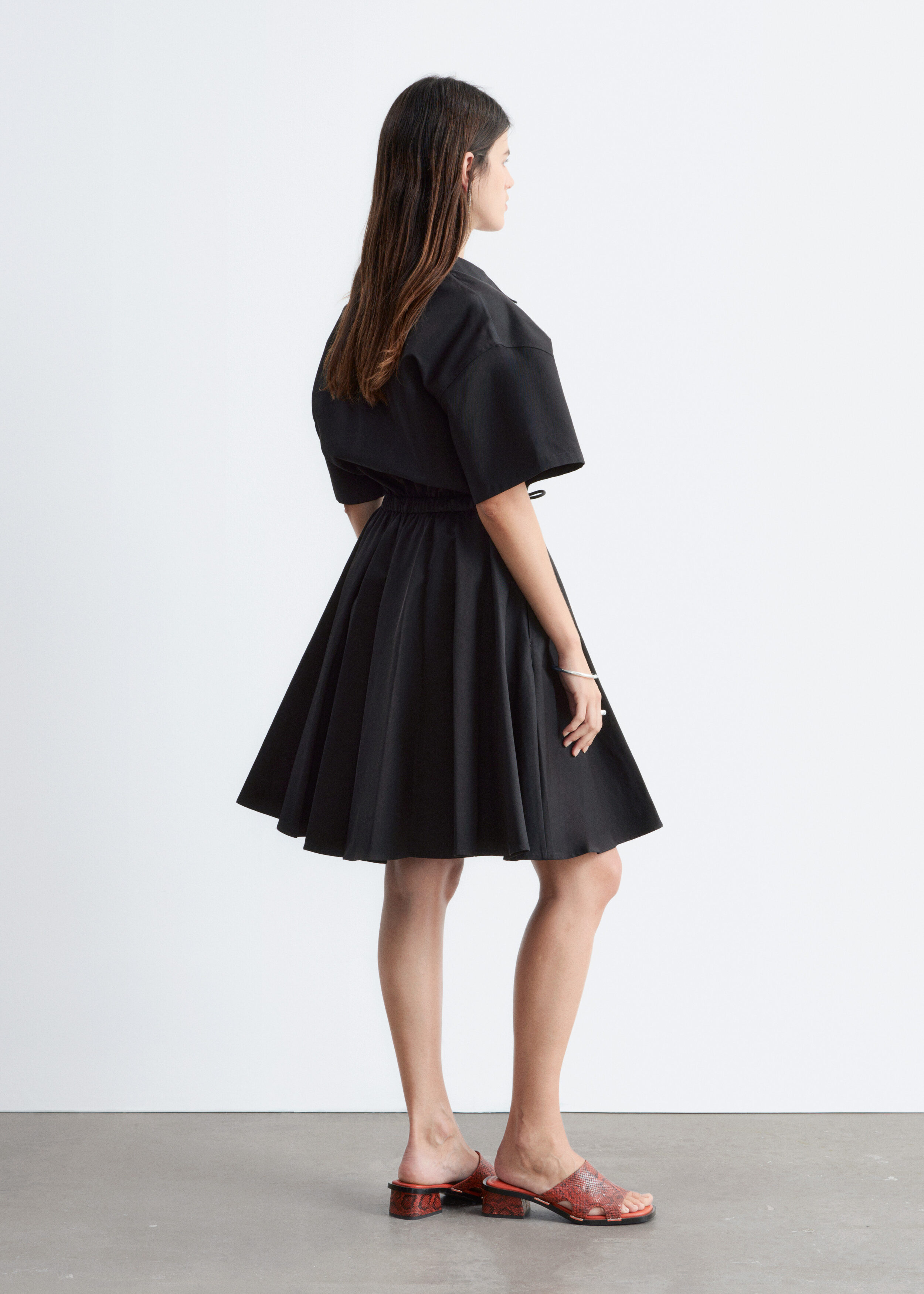 & Other Stories FLARED DRAWCORD MINI DRESS