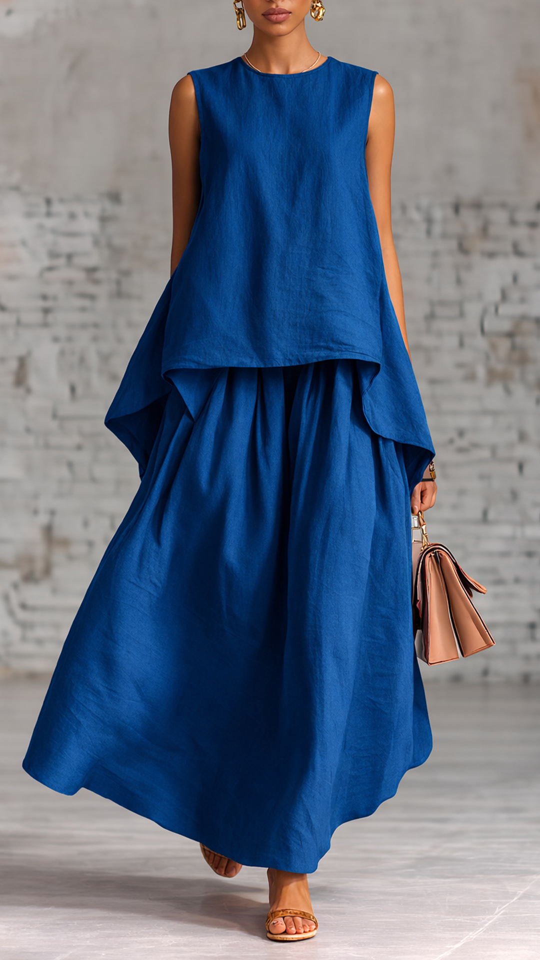Women's Cotton-Blend Sleeveless Top and Maxi Skirt Set - Nordfashionstorm - Women's Clothing, Fashion for You - Nordfashionstorm.com