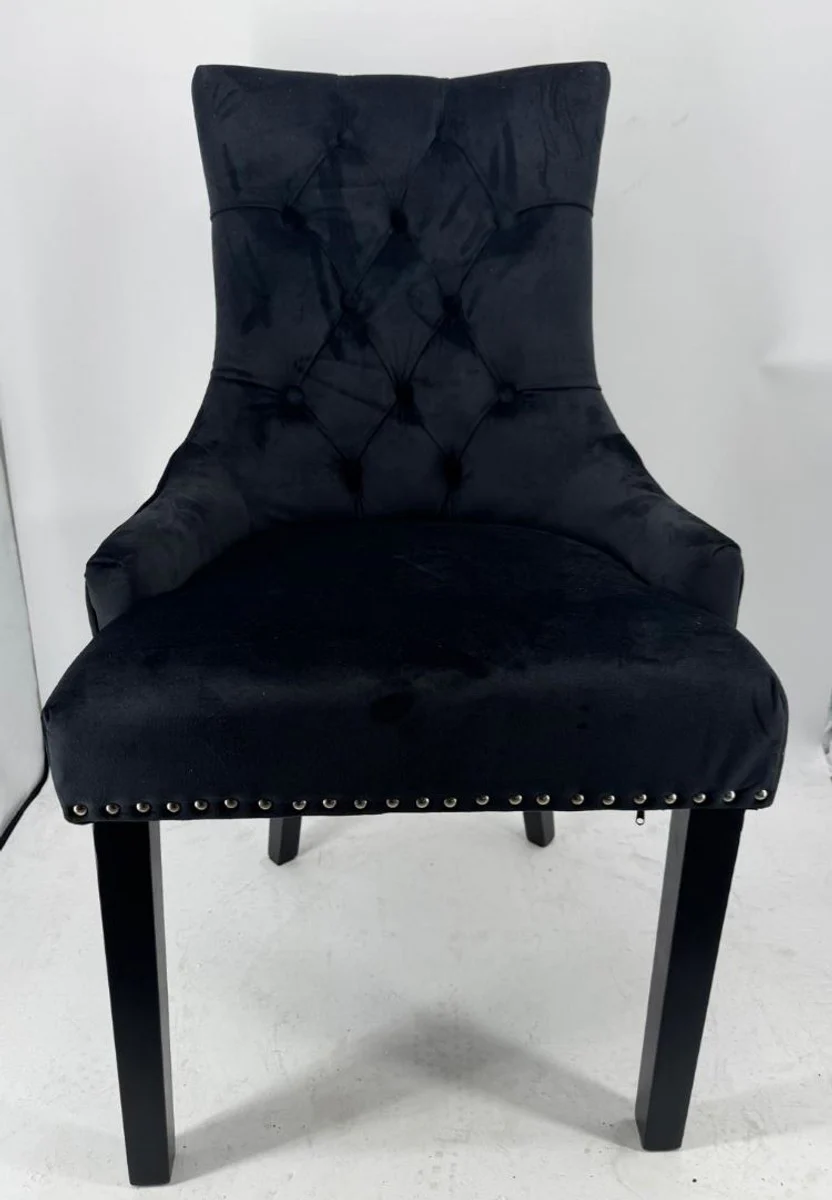 Luxury velvet dining room chair black H. 100 cm - dining room furniture