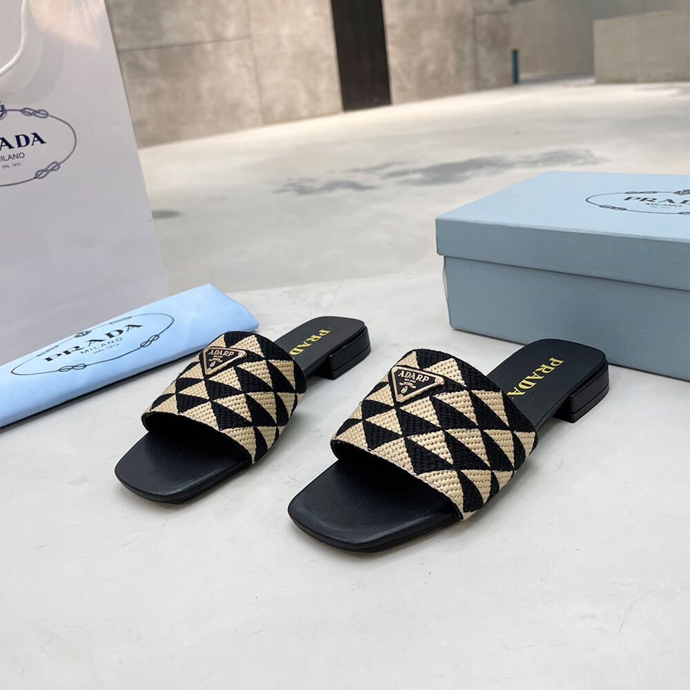Prada Embroidered fabric slides - Top Club
