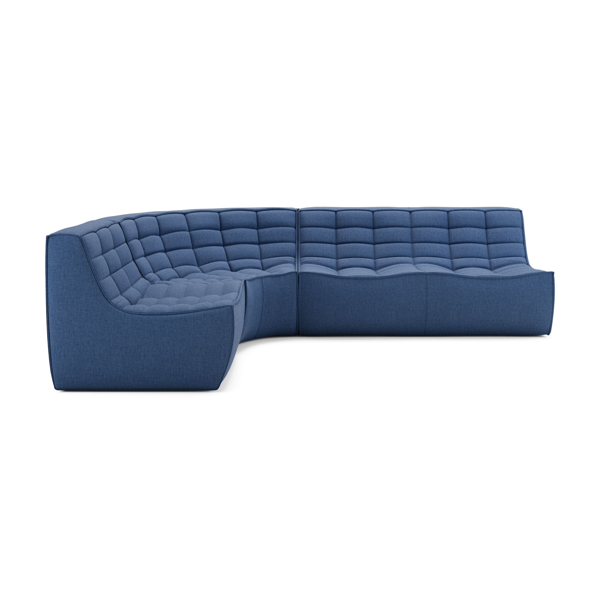 Modulaire bank N701 blue set 1 + 2 seat 90° ronde hoek