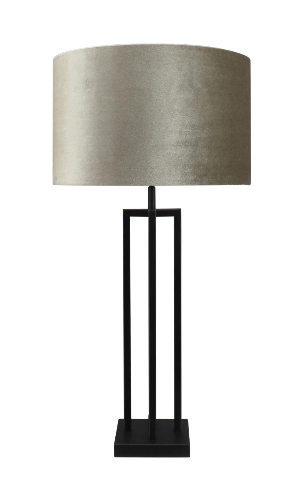 Tafellamp Roma zwart groot + kap Cilinder 35x35x22cm Velours taupe