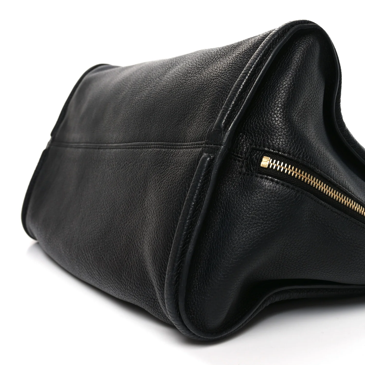 Pebbled Calfskin Large Skull Padlock Zip Around Tote Black - Top Club