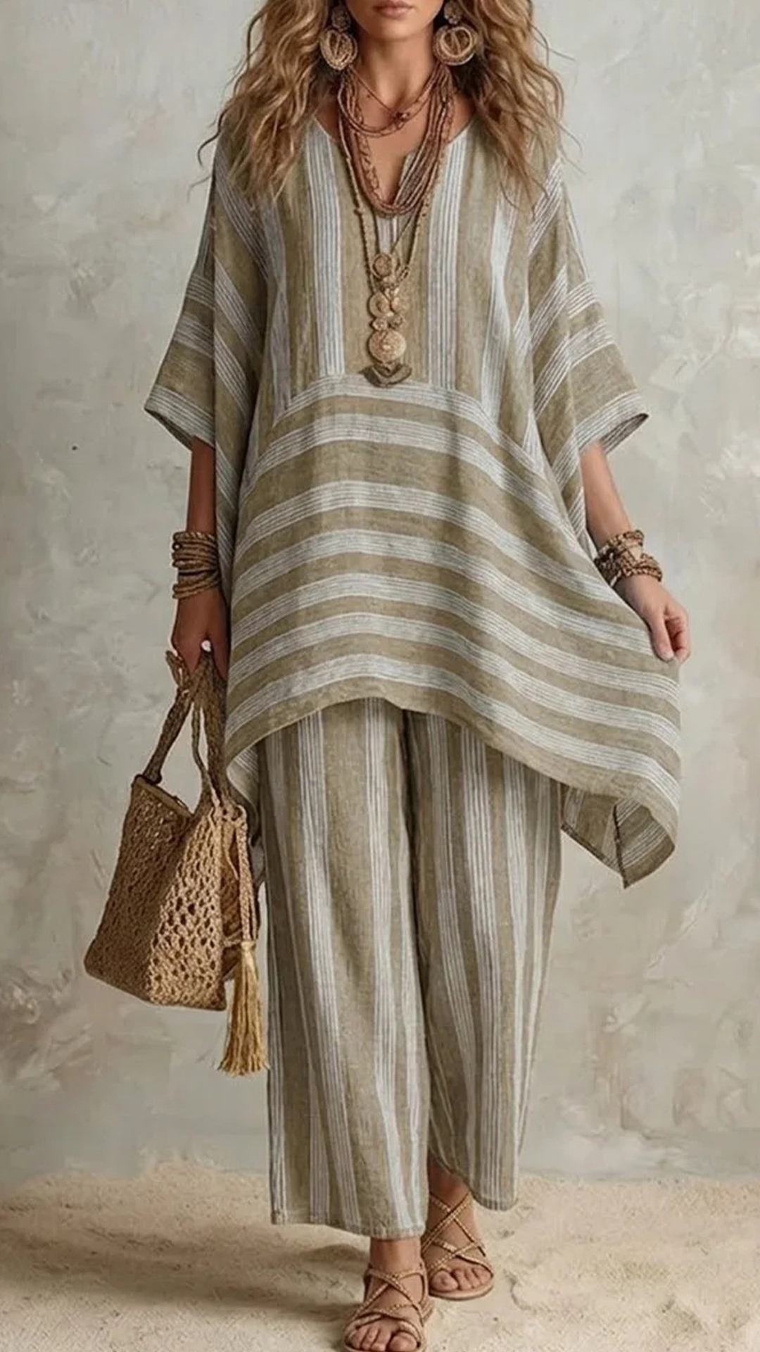Casual Loose Striped Cotton And Linen Top And Pants Two-piece Set - Nordfashionstorm - Women's Clothing, Fashion for You - Nordfashionstorm.com