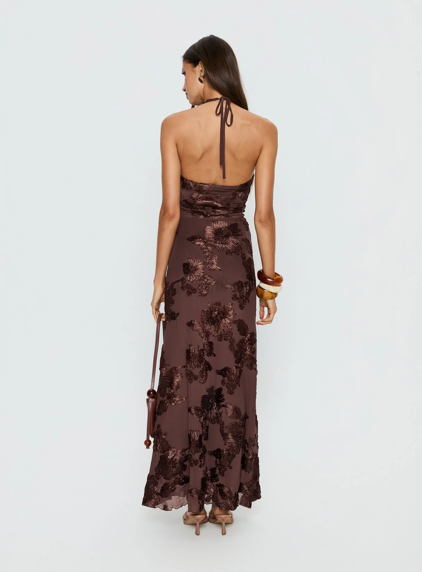 Rousseau Halter Maxi Dress Espresso