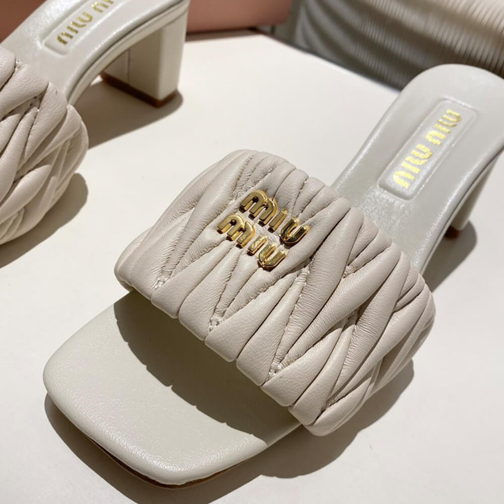 MiuMiu Matelass?? nappa leather slides - Top Club