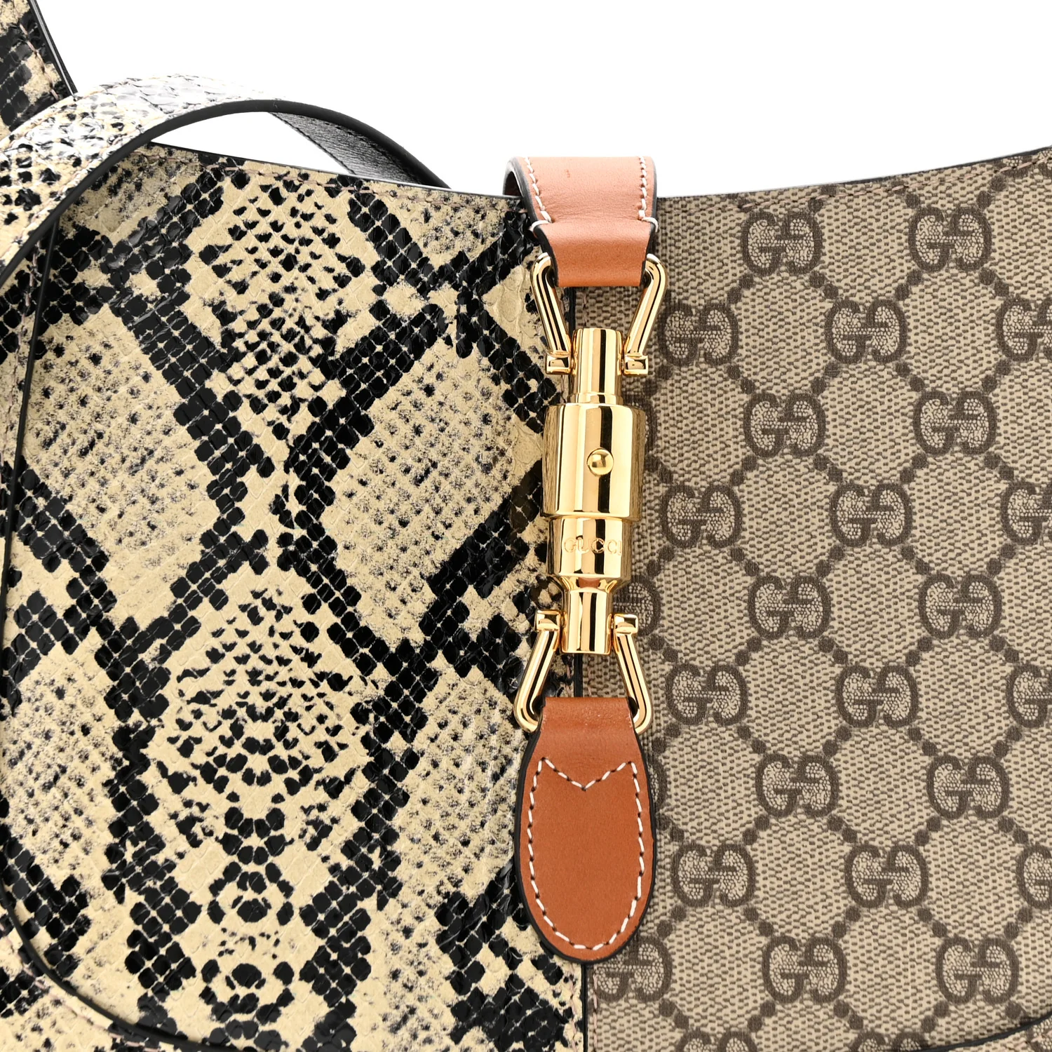 GG Supreme Monogram Snakeskin Small Jackie 1961 Hobo Beige Ebony - Top Club