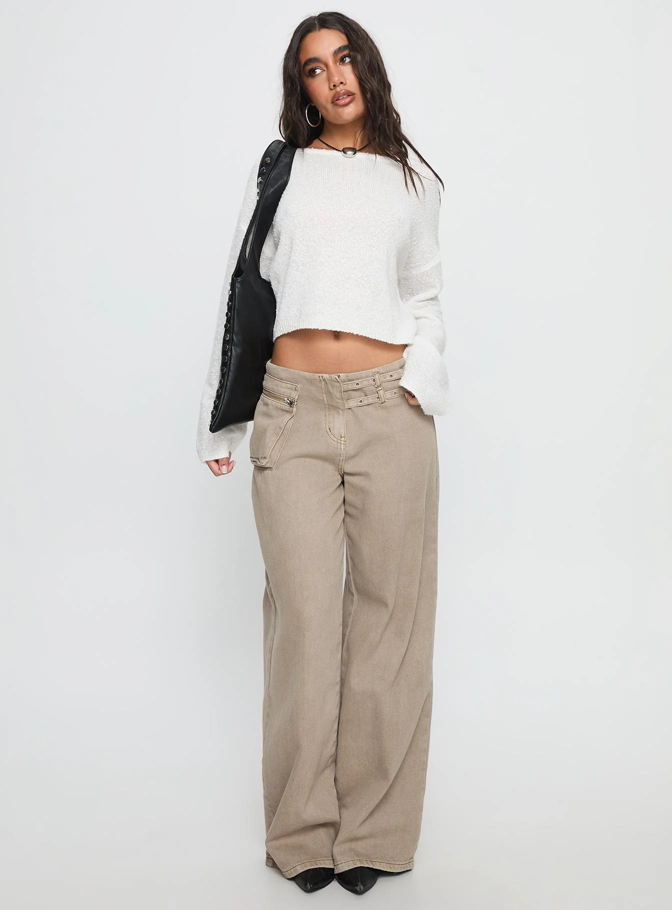 Riala Off Shoulder Knit Sweater White