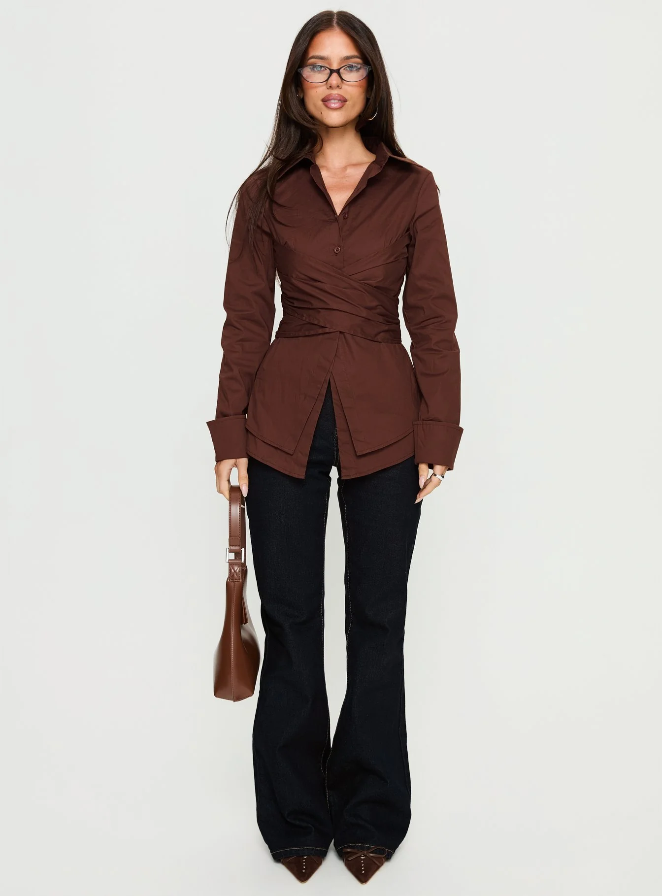 Shapeshifter Twist Long Sleeve Shirt Chocolate