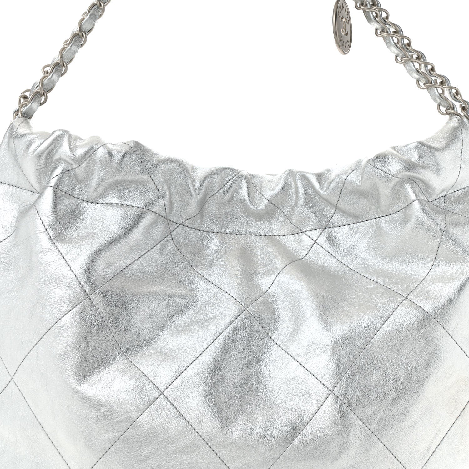 Metallic Calfskin Quilted Chanel 22 Silver - Top Club