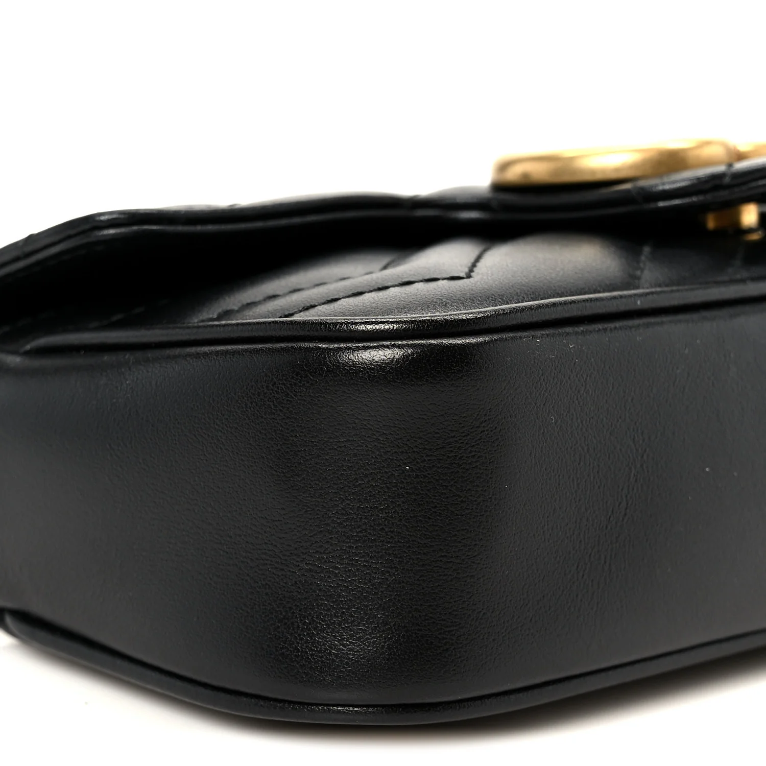 Calfskin Matelasse Super Mini GG Marmont Shoulder Bag Black - Top Club
