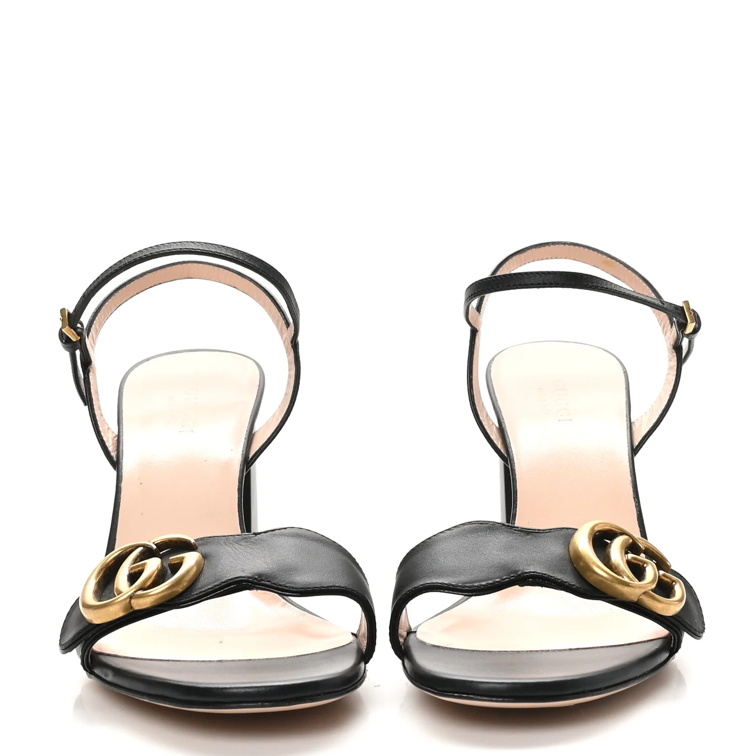 Lifford Calfskin GG Marmont Ankle Wrap 75mm Sandals 37.5 Black - Top Club