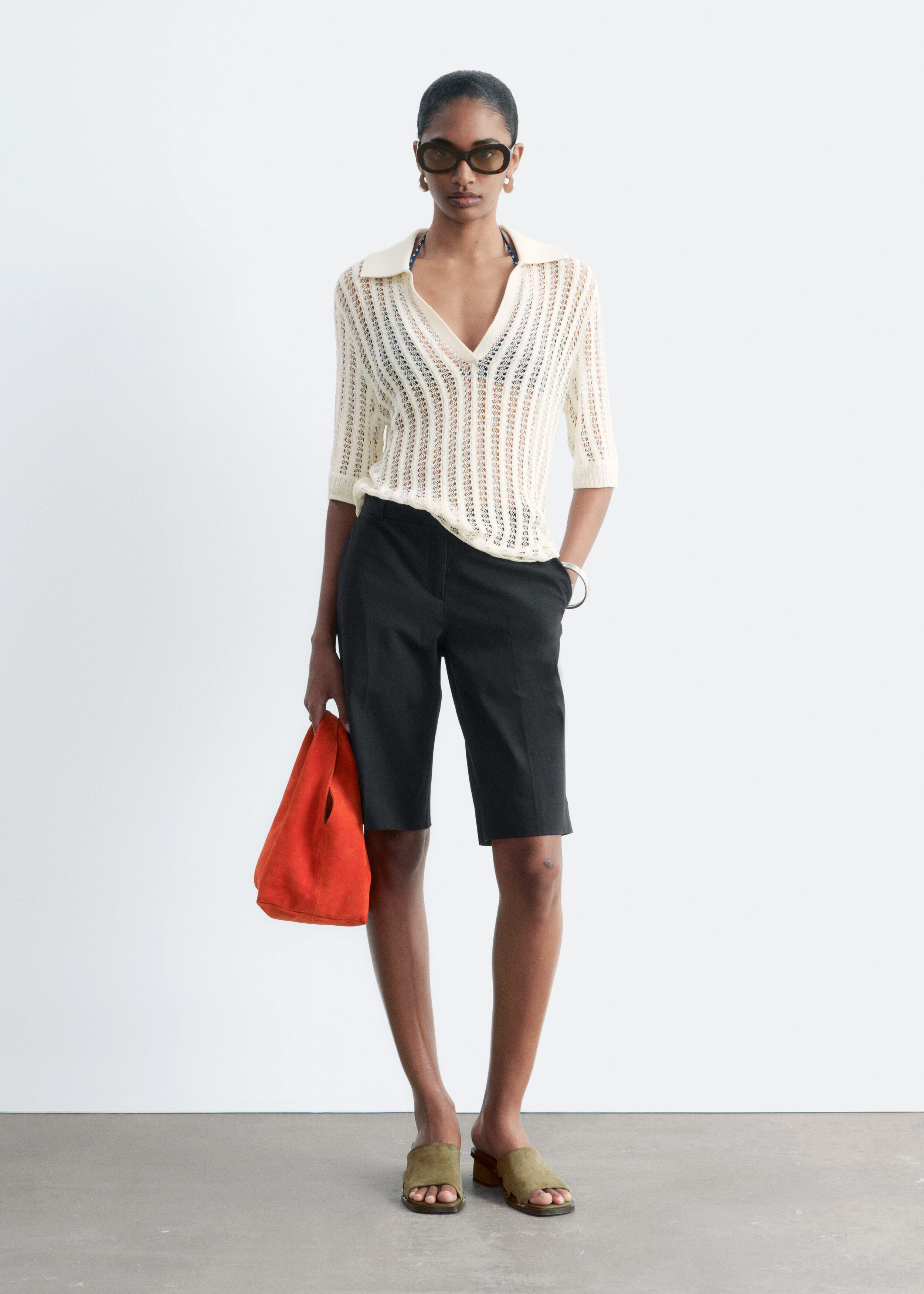 & Other Stories OPEN-KNIT POLO TOP
