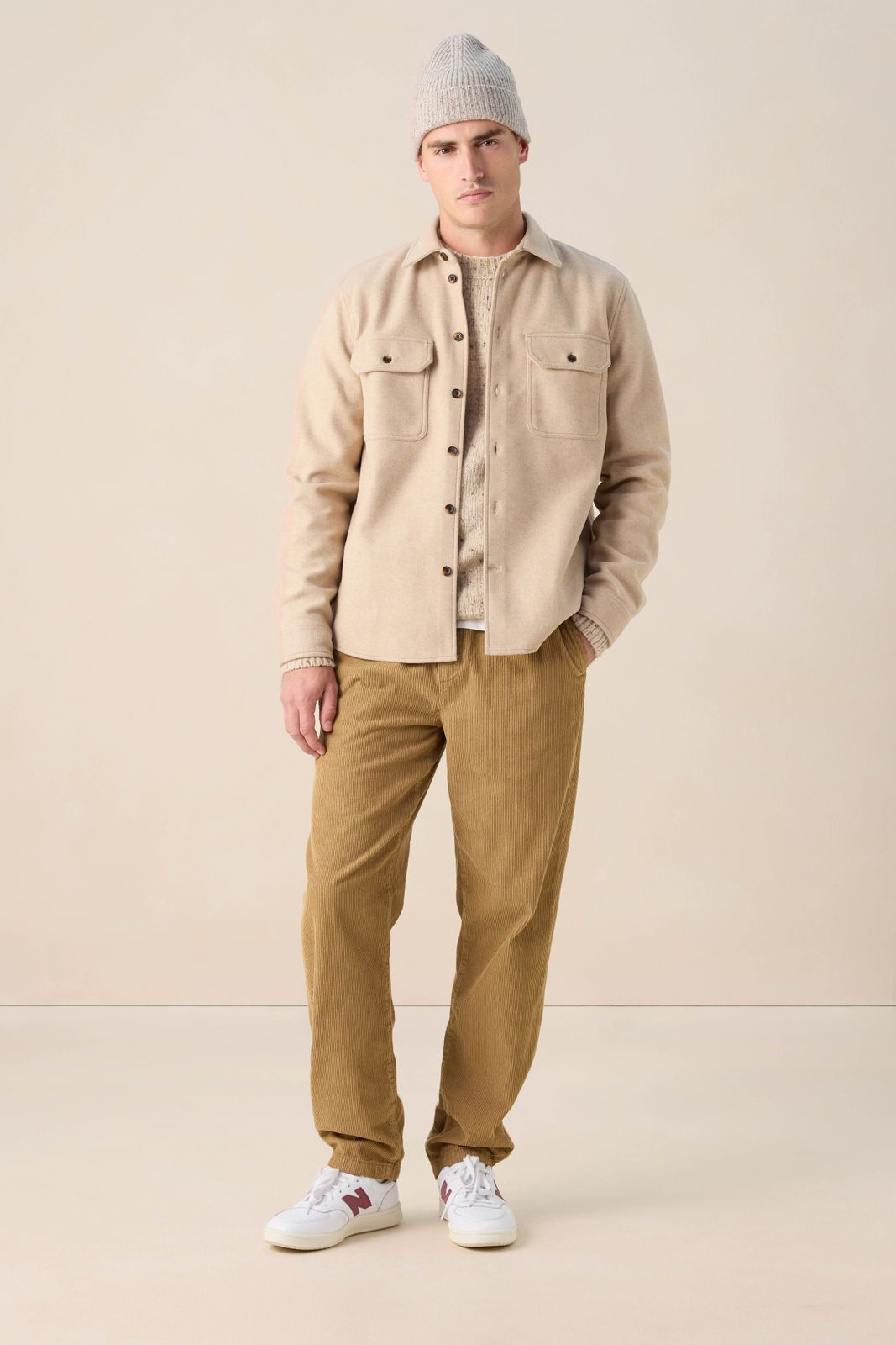 Beige vilten overhemd