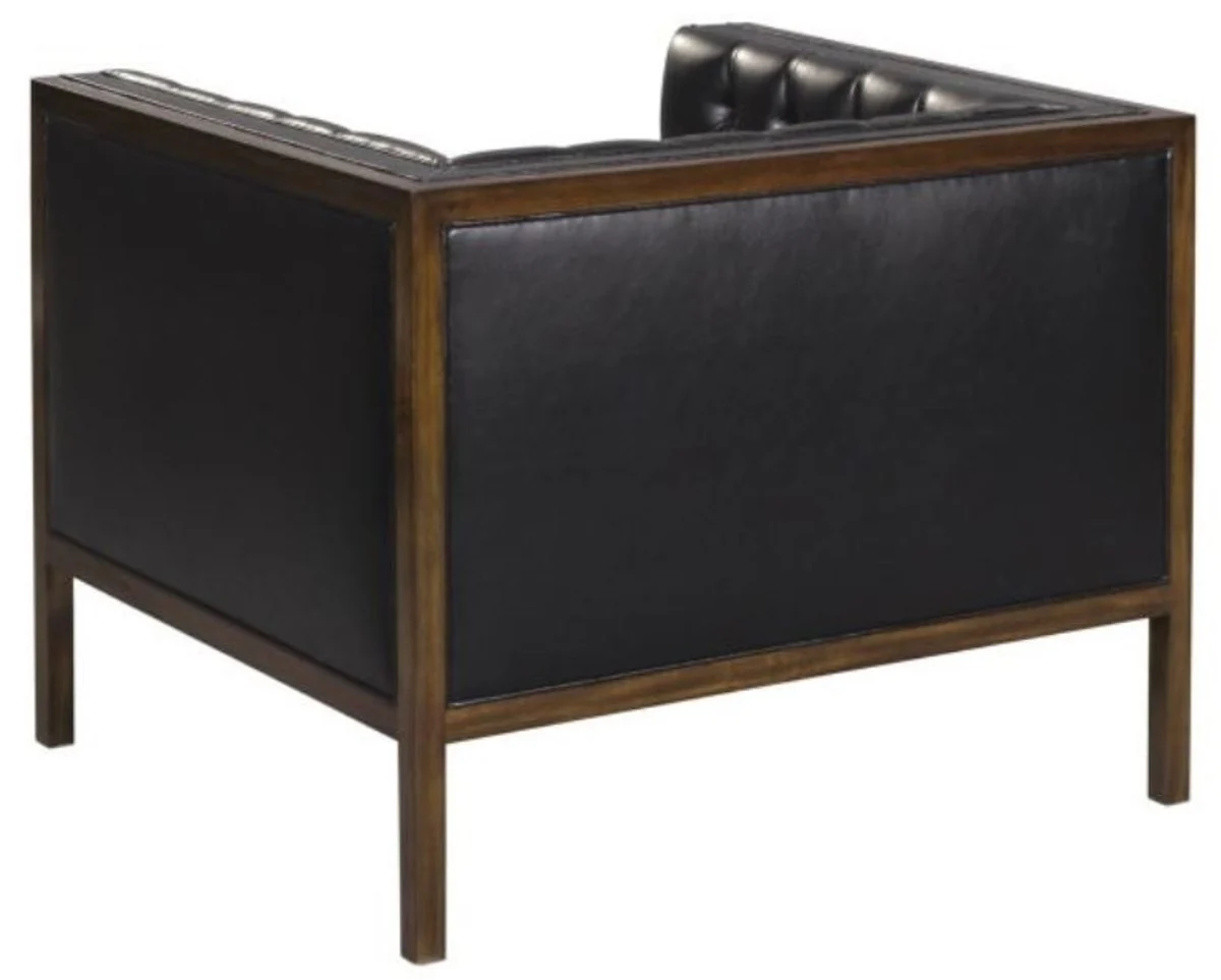 Chesterfield genuine leather armchair black / brown 91 x 78 x H. 72 cm - Hotel Furniture