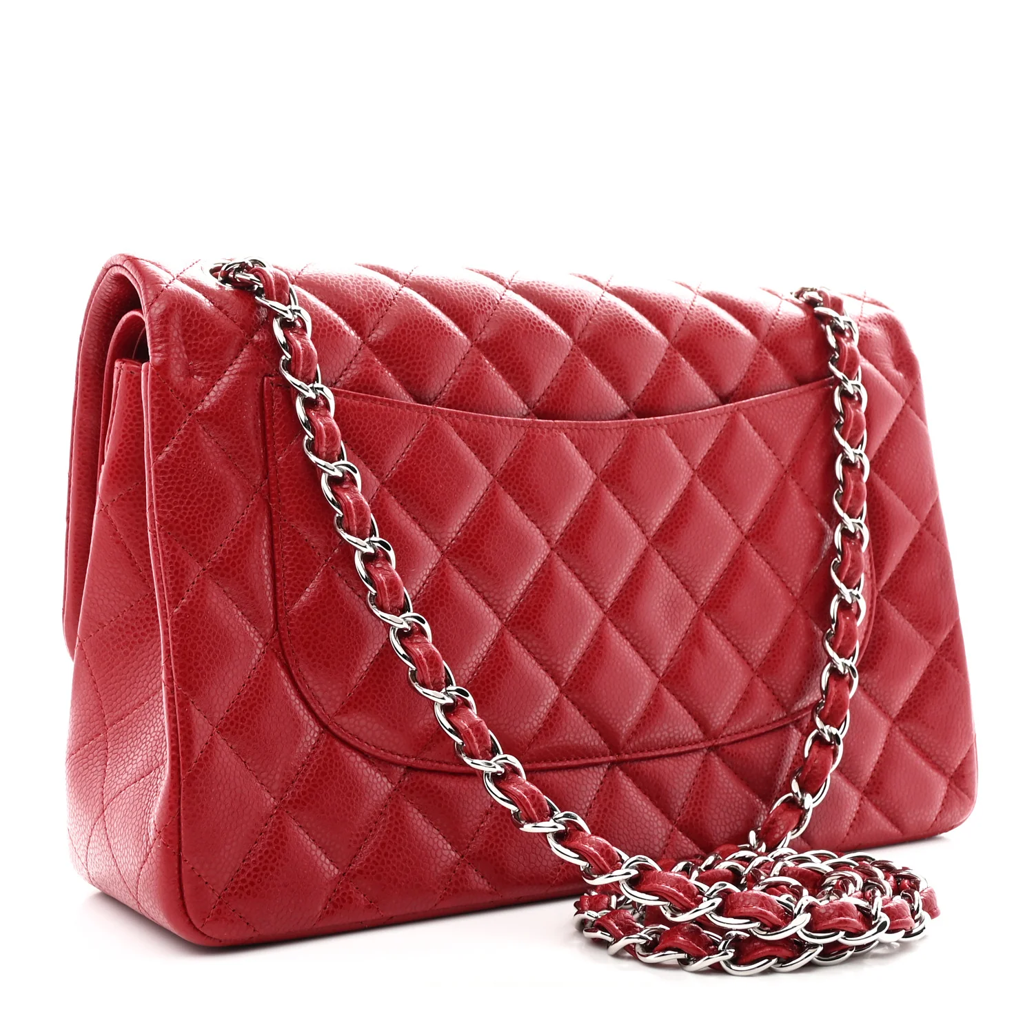 Caviar Quilted Jumbo Double Flap Red - Top Club