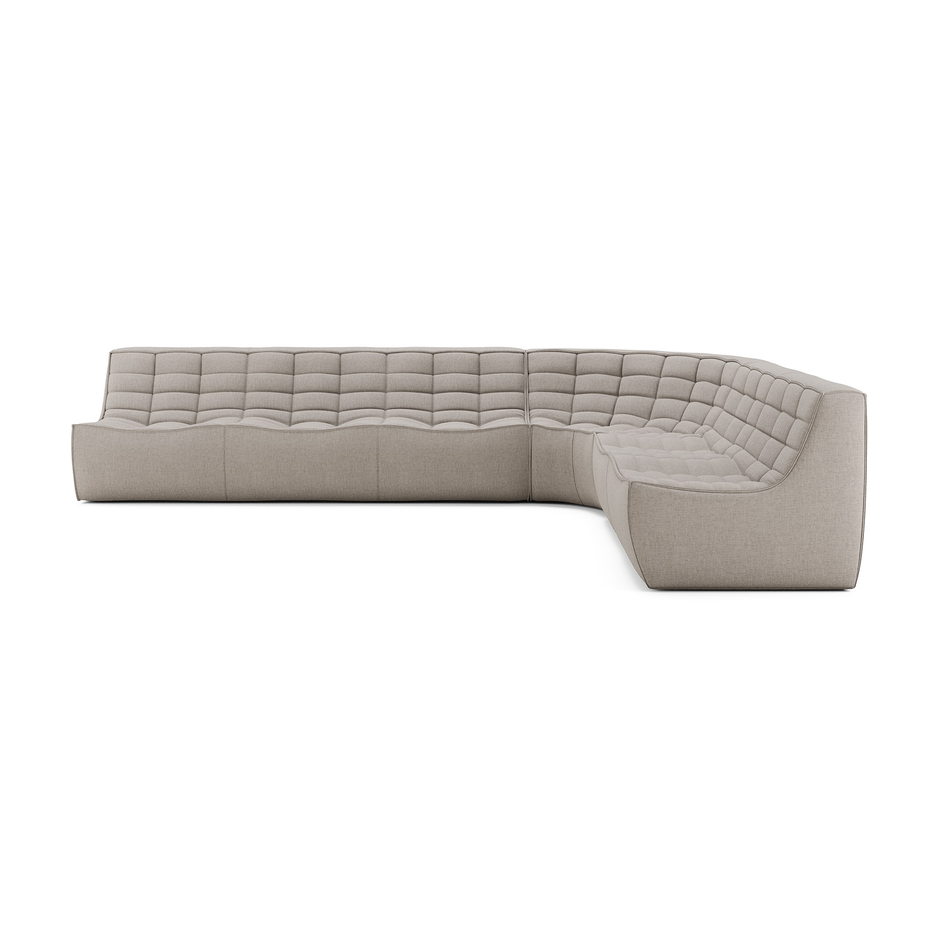 Modulaire bank N701 ecru 2+3 seat, 90° ronde hoek