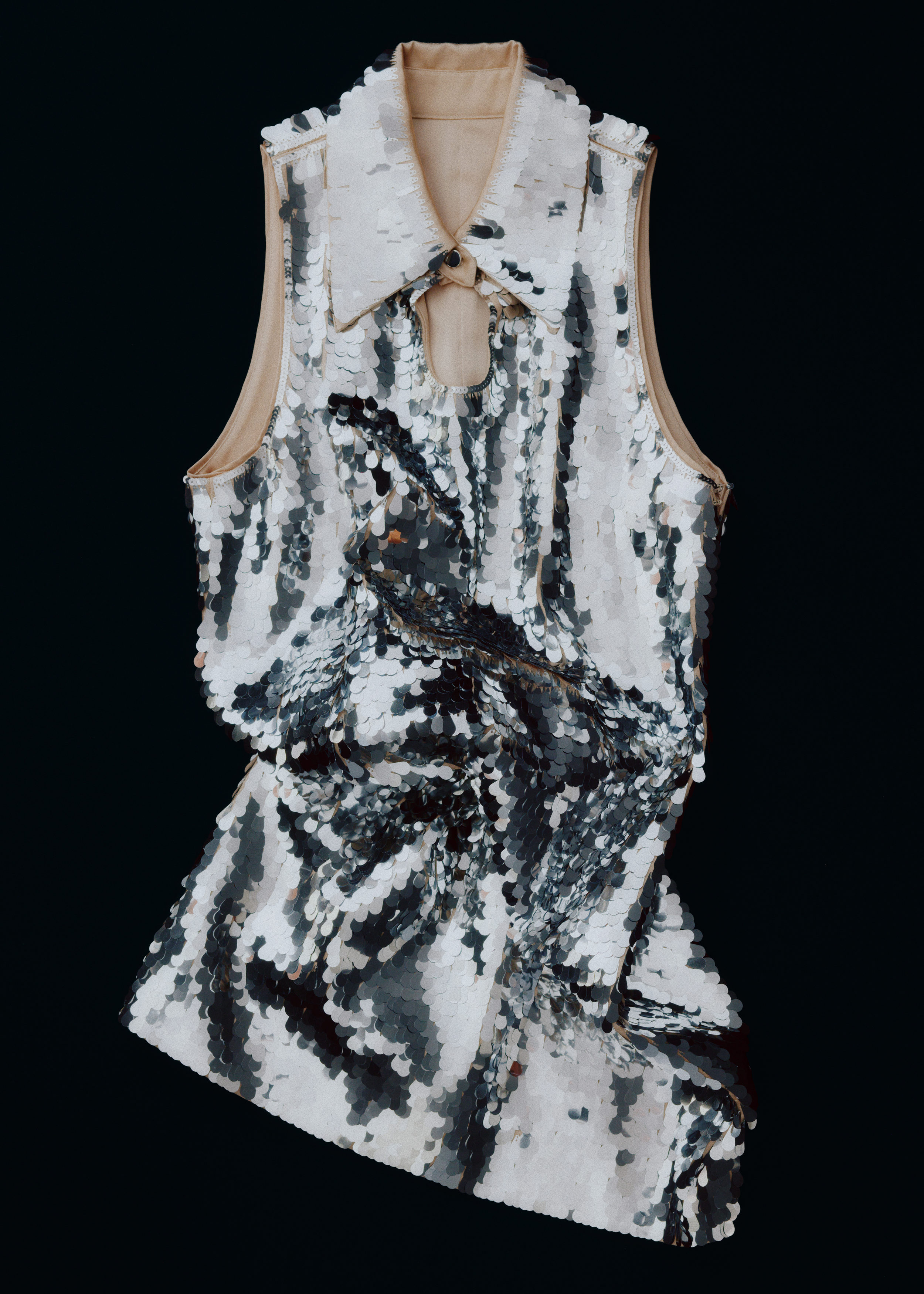& Other Stories KEYHOLE-COLLAR SEQUIN MINI DRESS