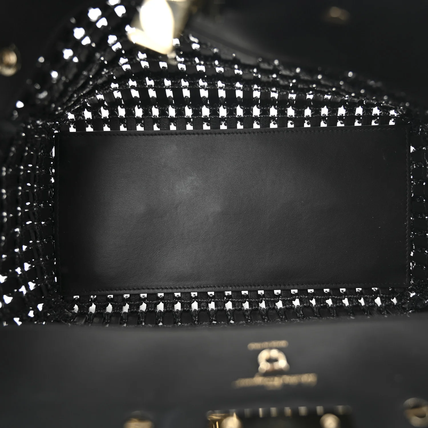 Raffia Calfskin The Studio Box Tote Black - Top Club