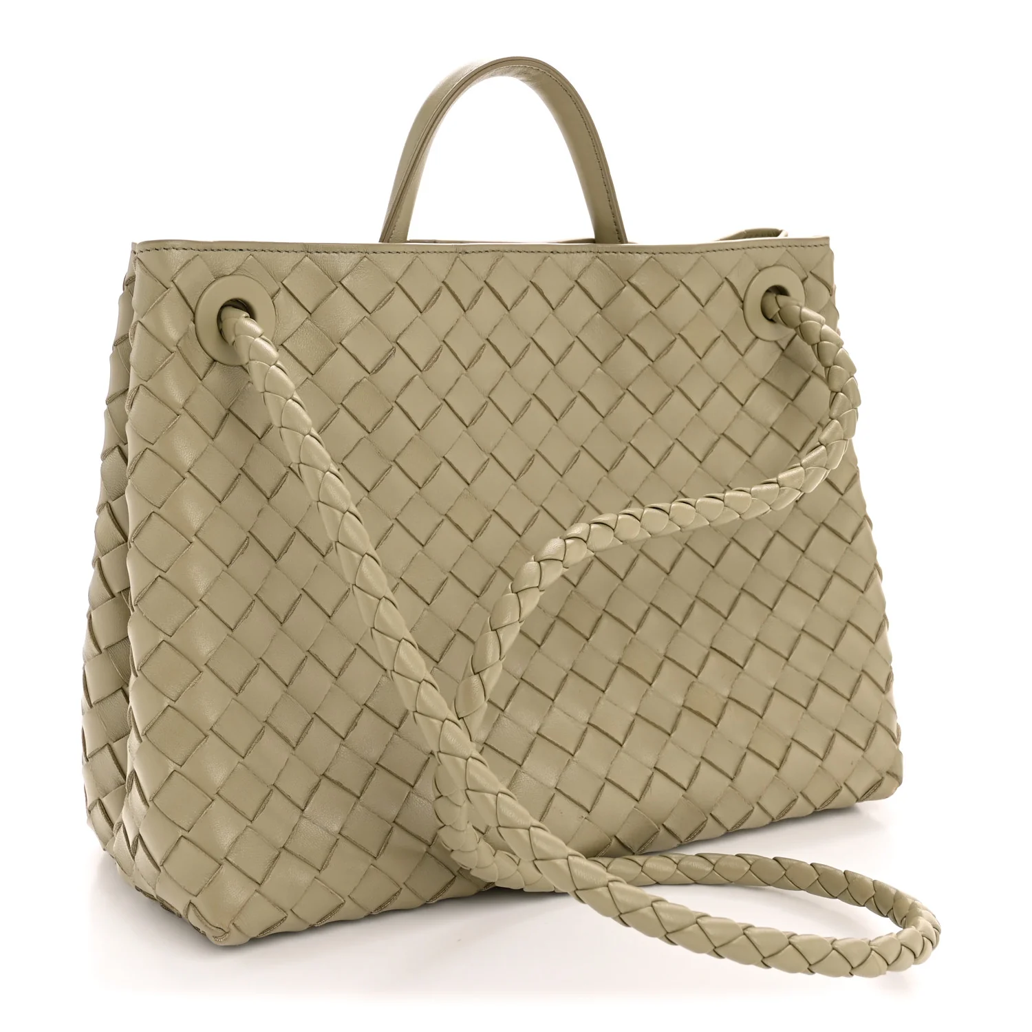 Nappa Intrecciato Medium Andiamo Shoulder Bag Travertine - Top Club