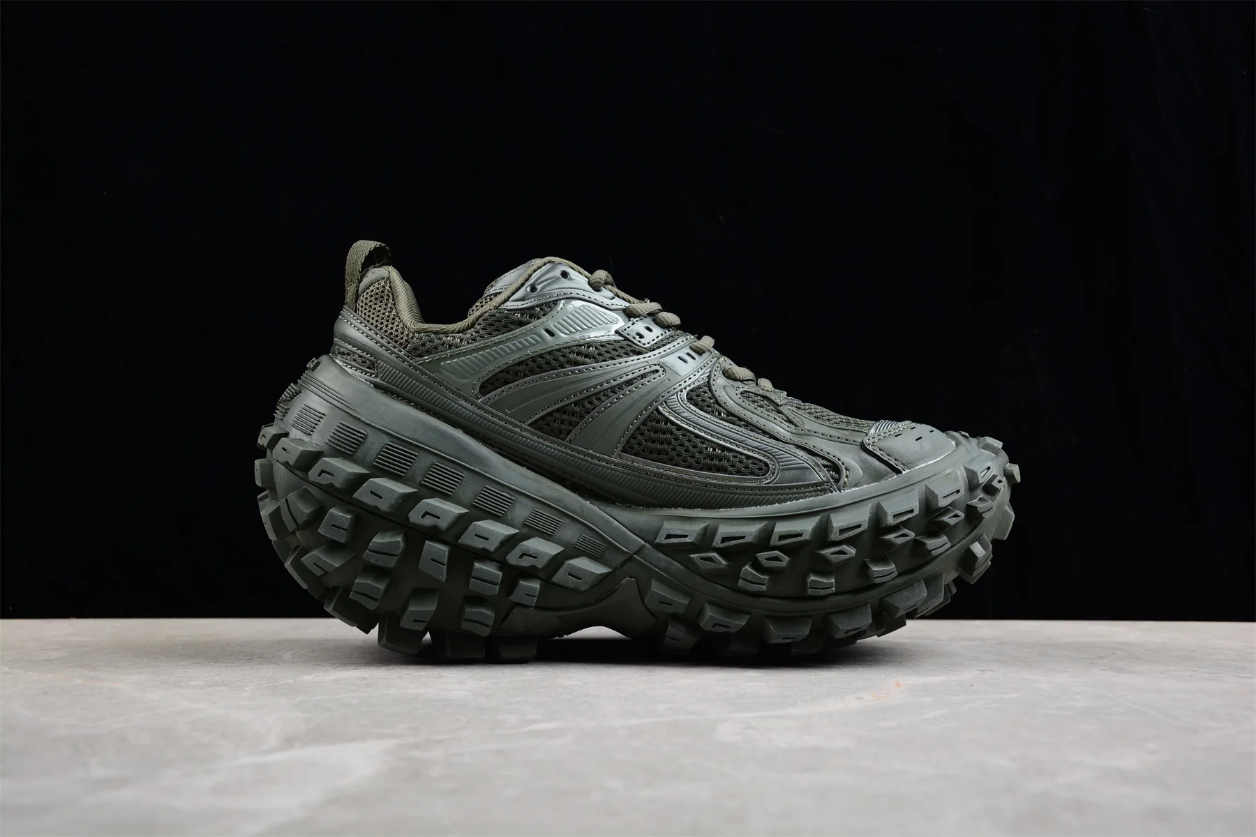 Balenciaga Defender Rubber Platform Sneakers in Khaki - Sneaker Replica Workshop