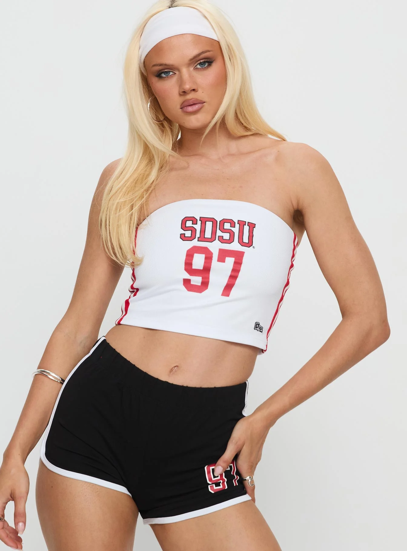SDSU Jersey Tube Top White