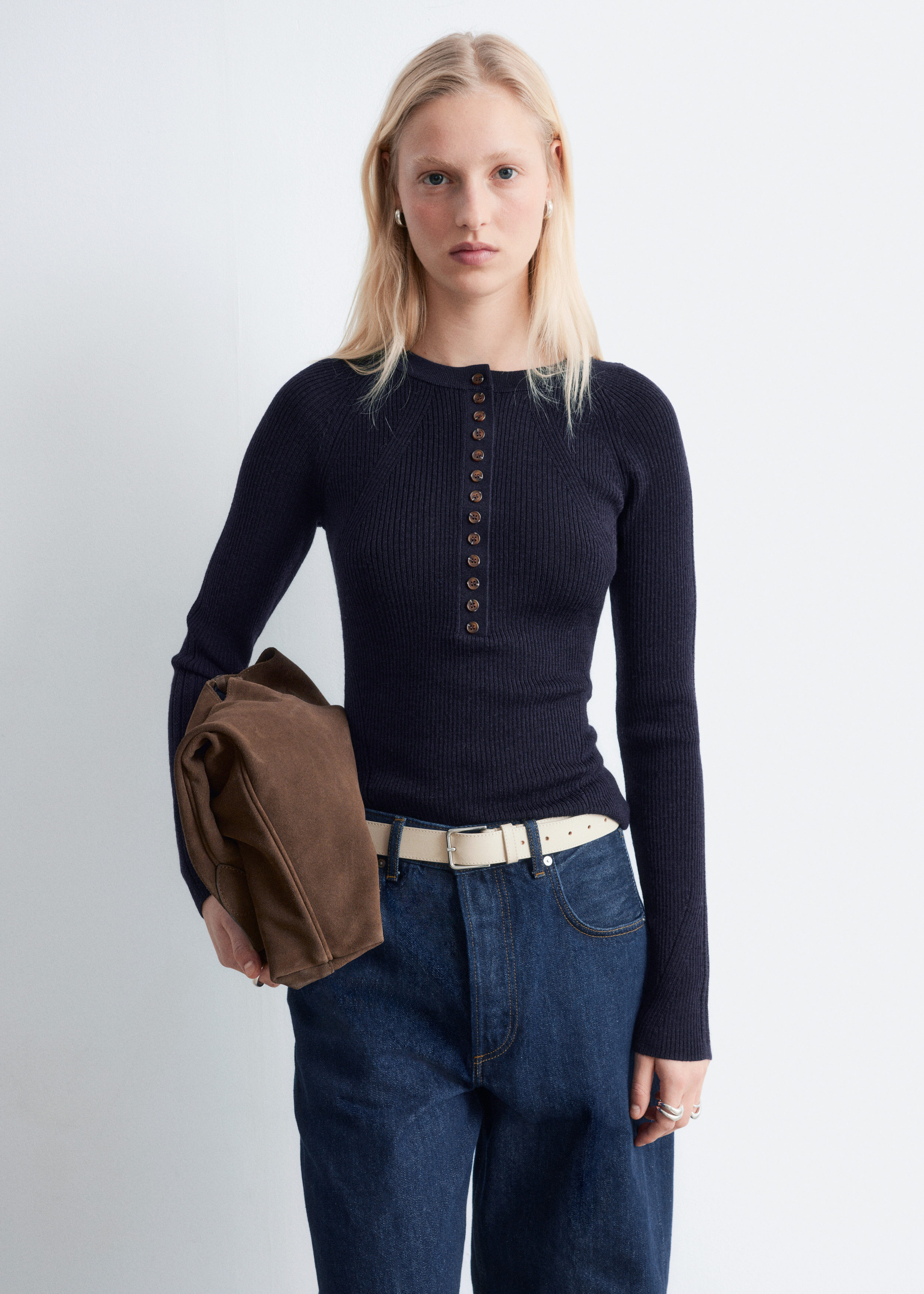 & Other Stories HALF-PLACKET MERINO WOOL TOP