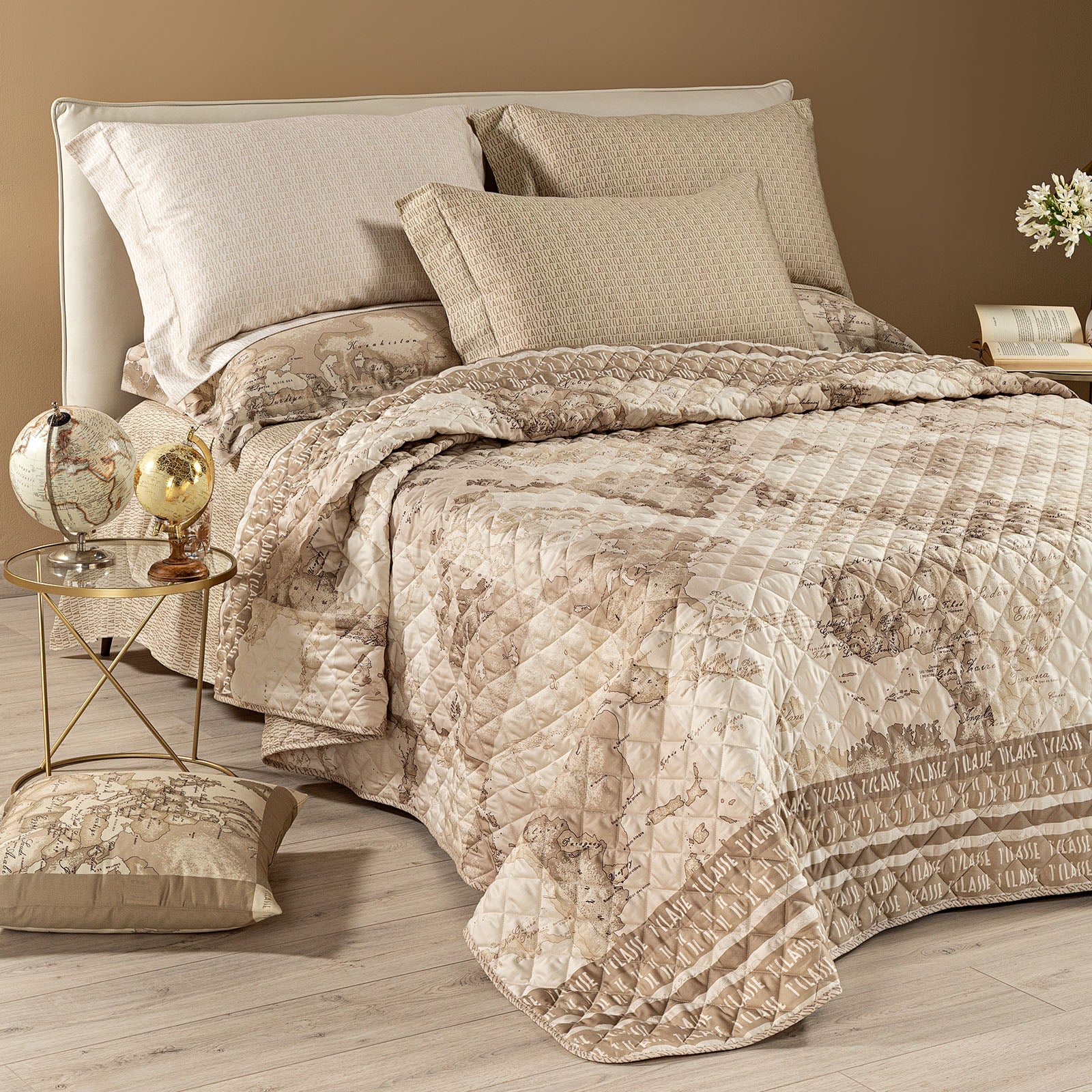 Copriletto Trapuntato In Raso Di Cotone Safari Patch Singolo Unica Caleffi