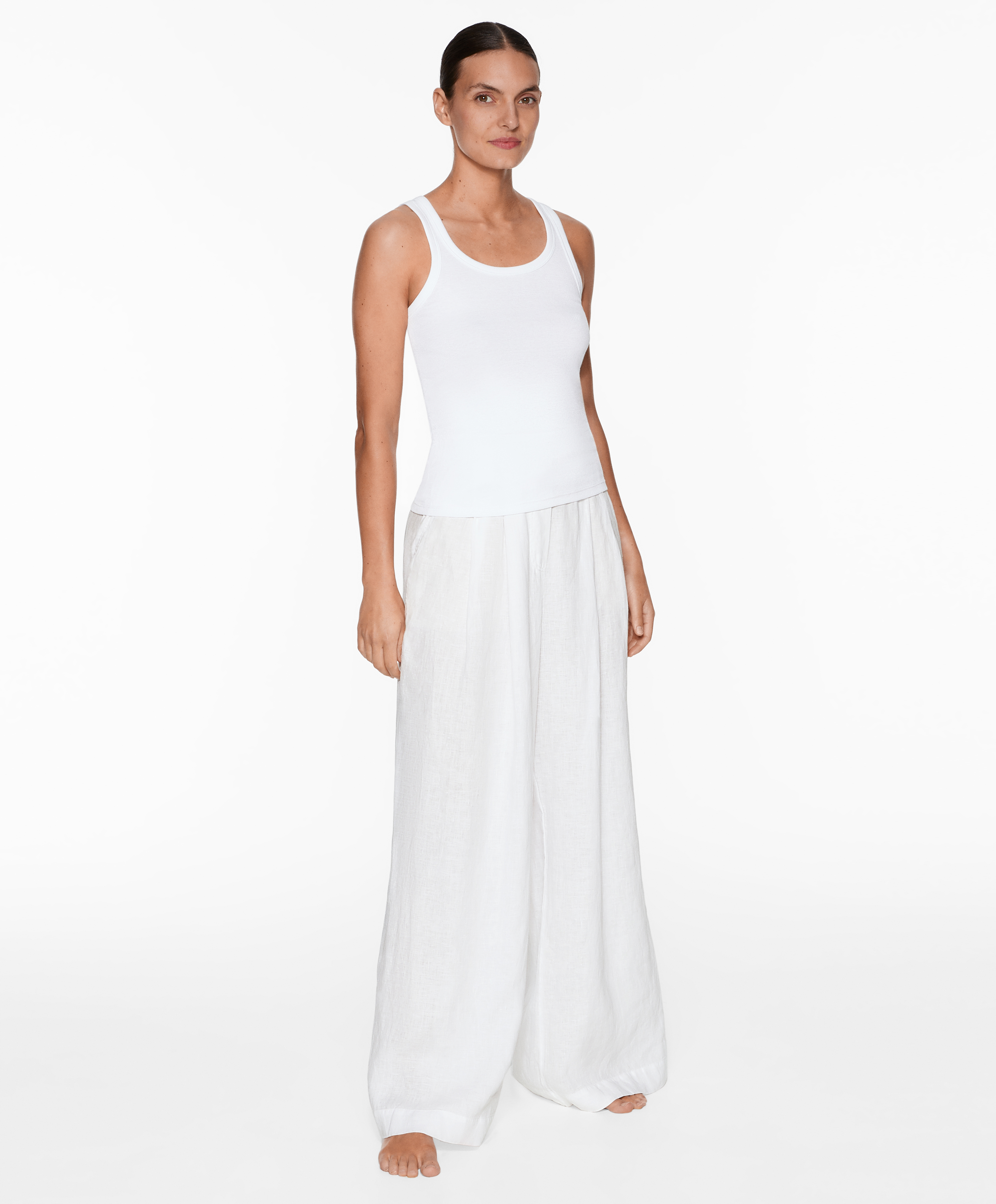 OYSHO Rib vest top with cotton and modal