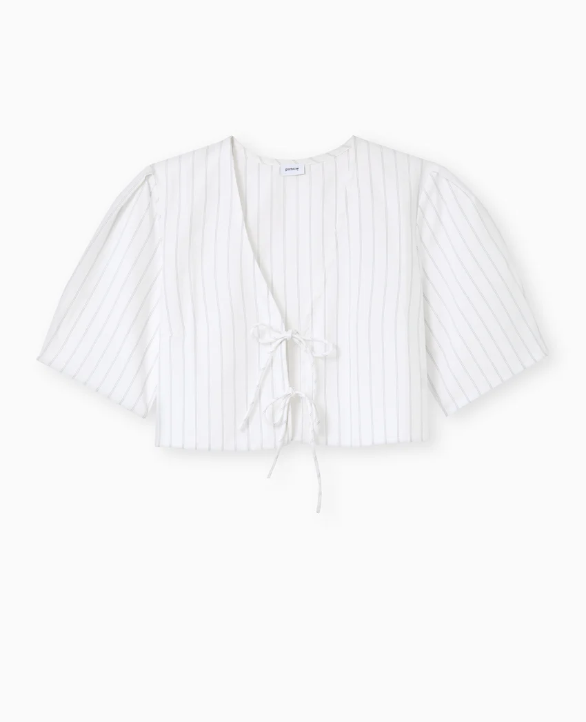 Pimkie Blouse courte rayée avec nouettes