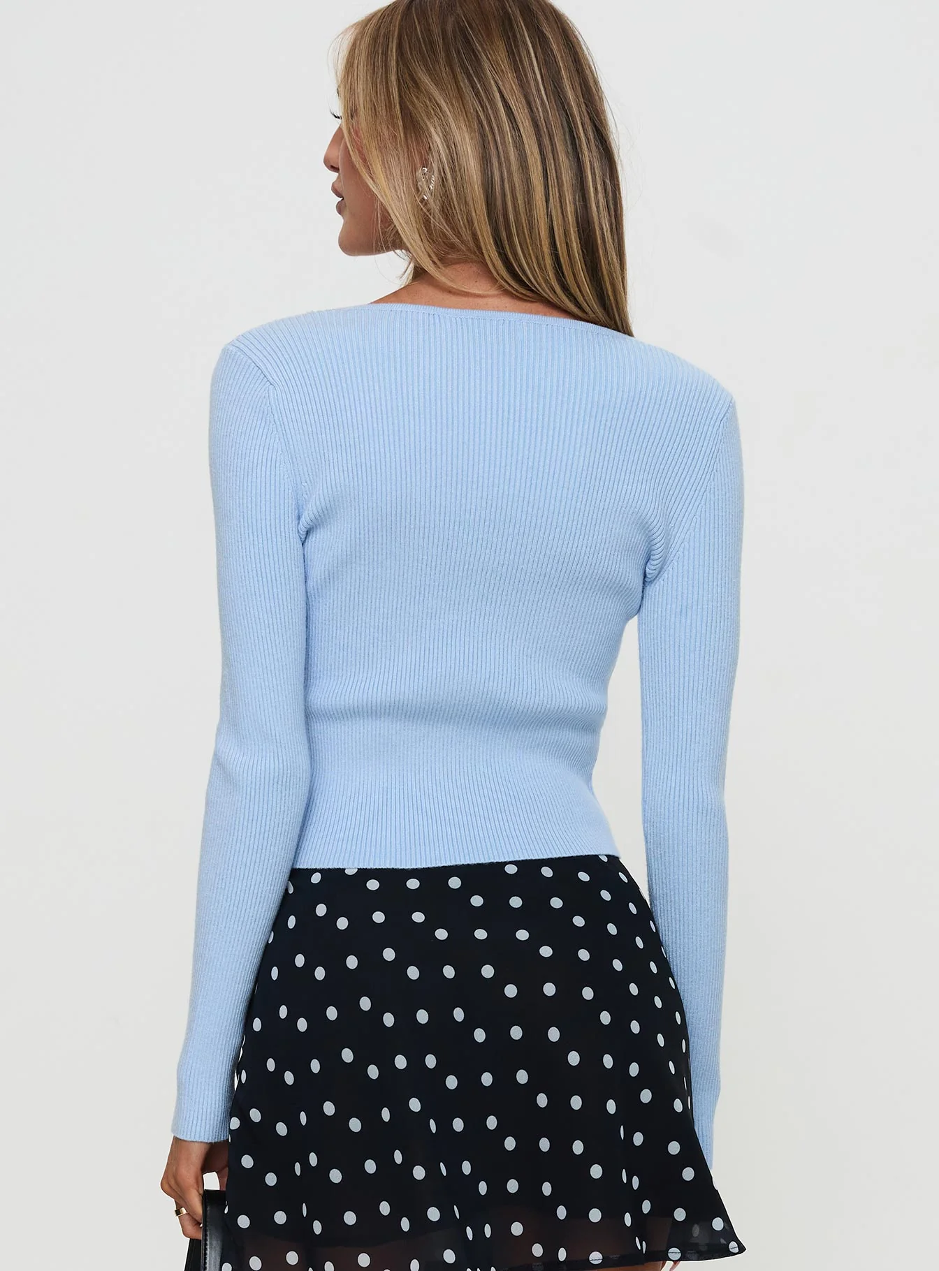 Ophira Twist Detail Long Sleeve Top Blue