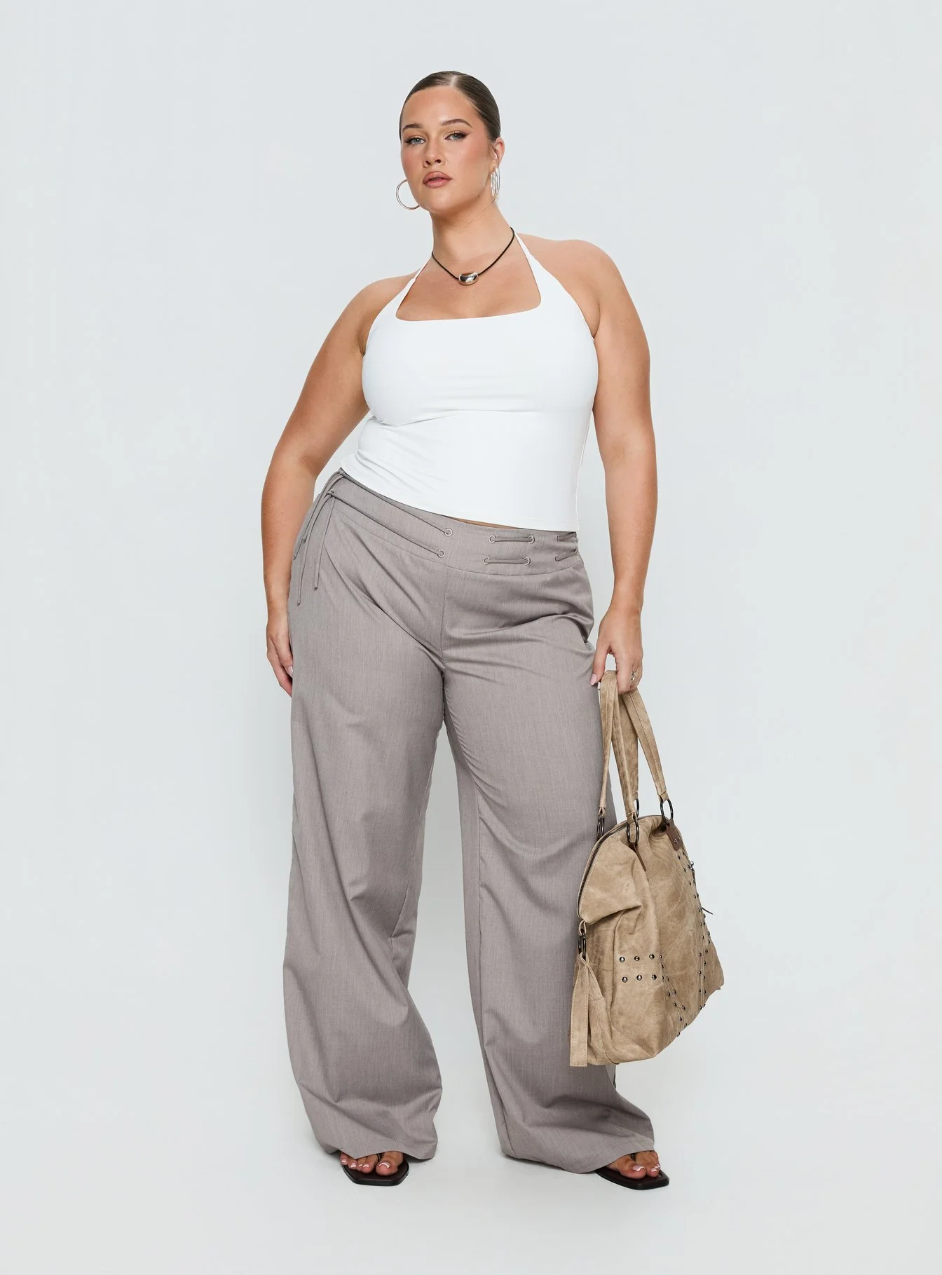 Just Have Fun Wide Leg Pant Grey Curve