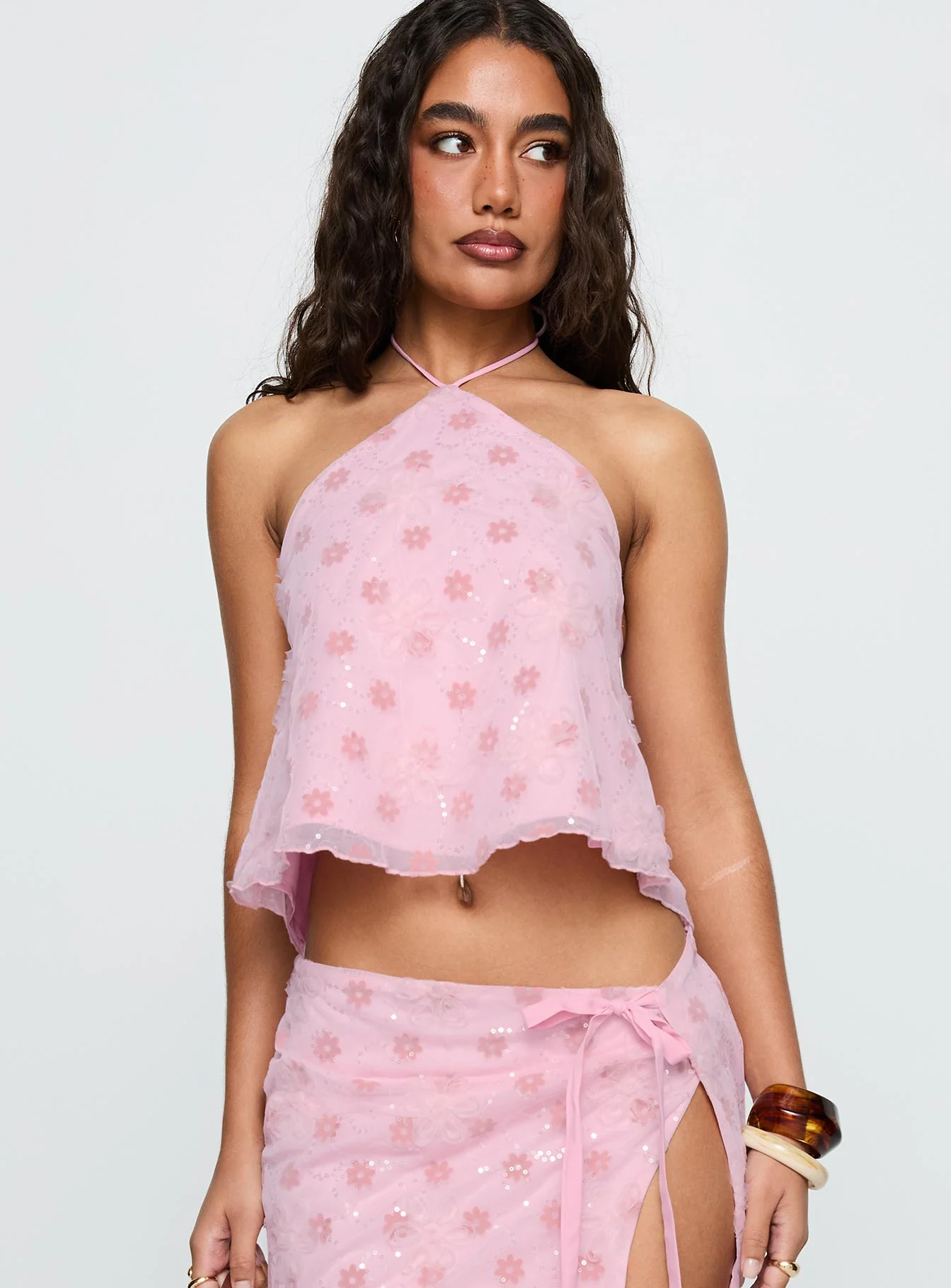 Remembering Tie Back Top Pink