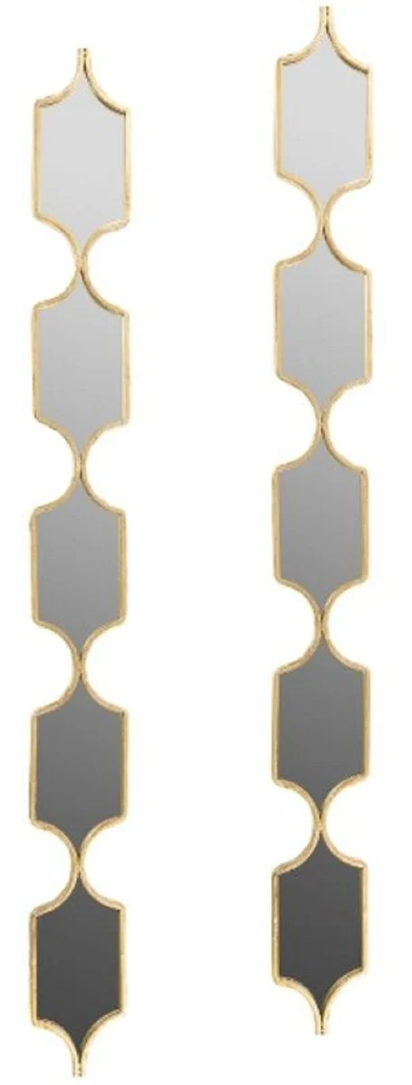 Designer metal mirror set gold 148 cm - luxury wall mirror set of 2