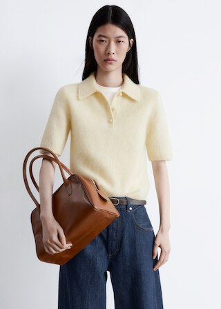 & Other Stories BRUSHED KNIT POLO T-SHIRT