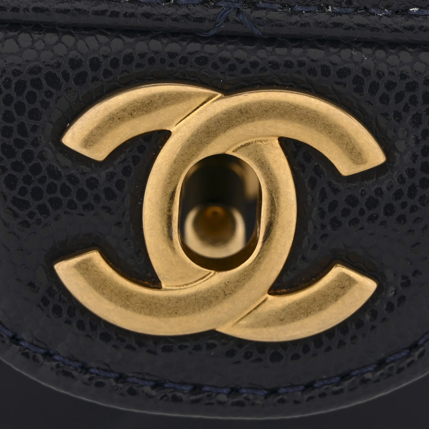 Shiny Caviar Quilted Mini Top Handle Flap Navy Blue - Top Club