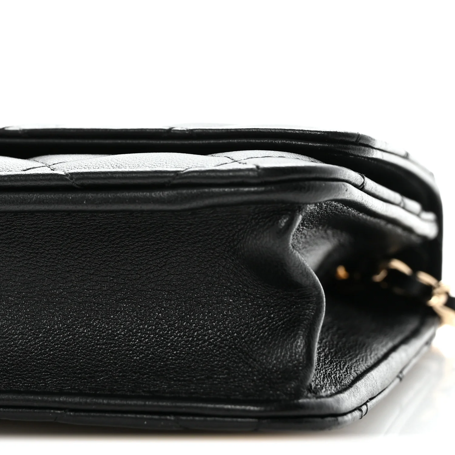 Lambskin Quilted Trendy CC Wallet On Chain WOC Black - Top Club