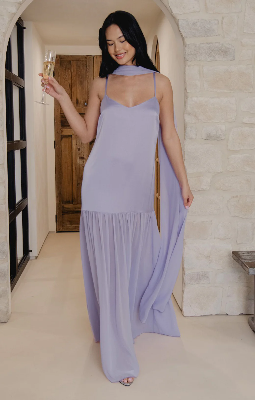 Dalia Maxi Dress ~ Lavender Luxe Satin