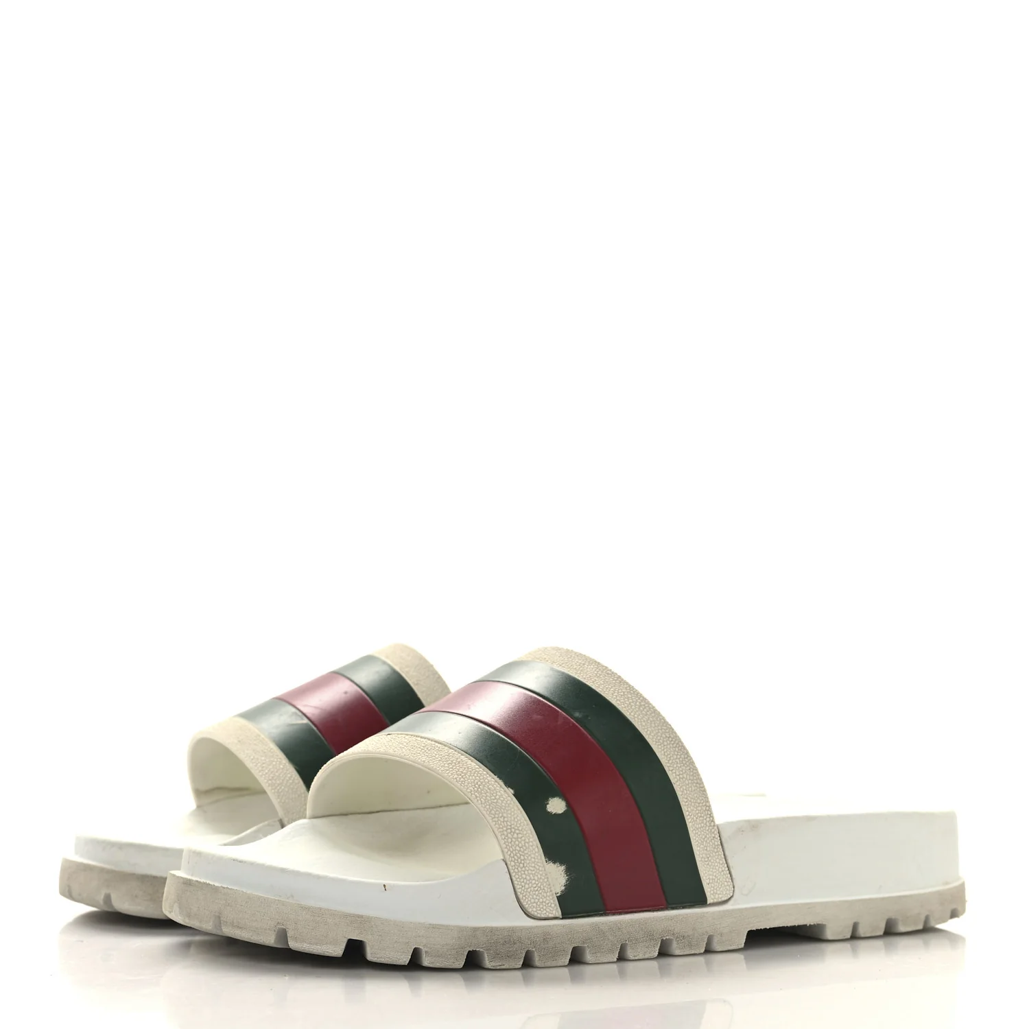 Rubber Web Mens Lug Sole Slide Sandals Great 5 White Green Red - Top Club