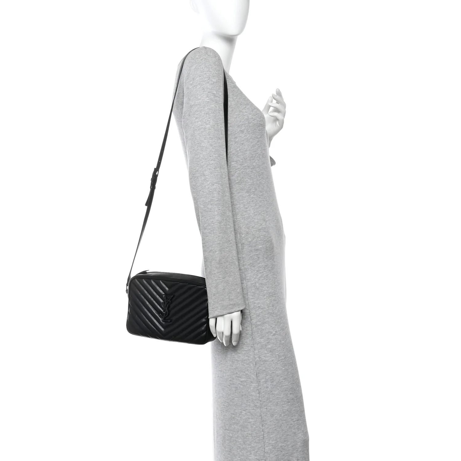 Calfskin Matelasse Monogram Monochrome Lou Camera Bag Black