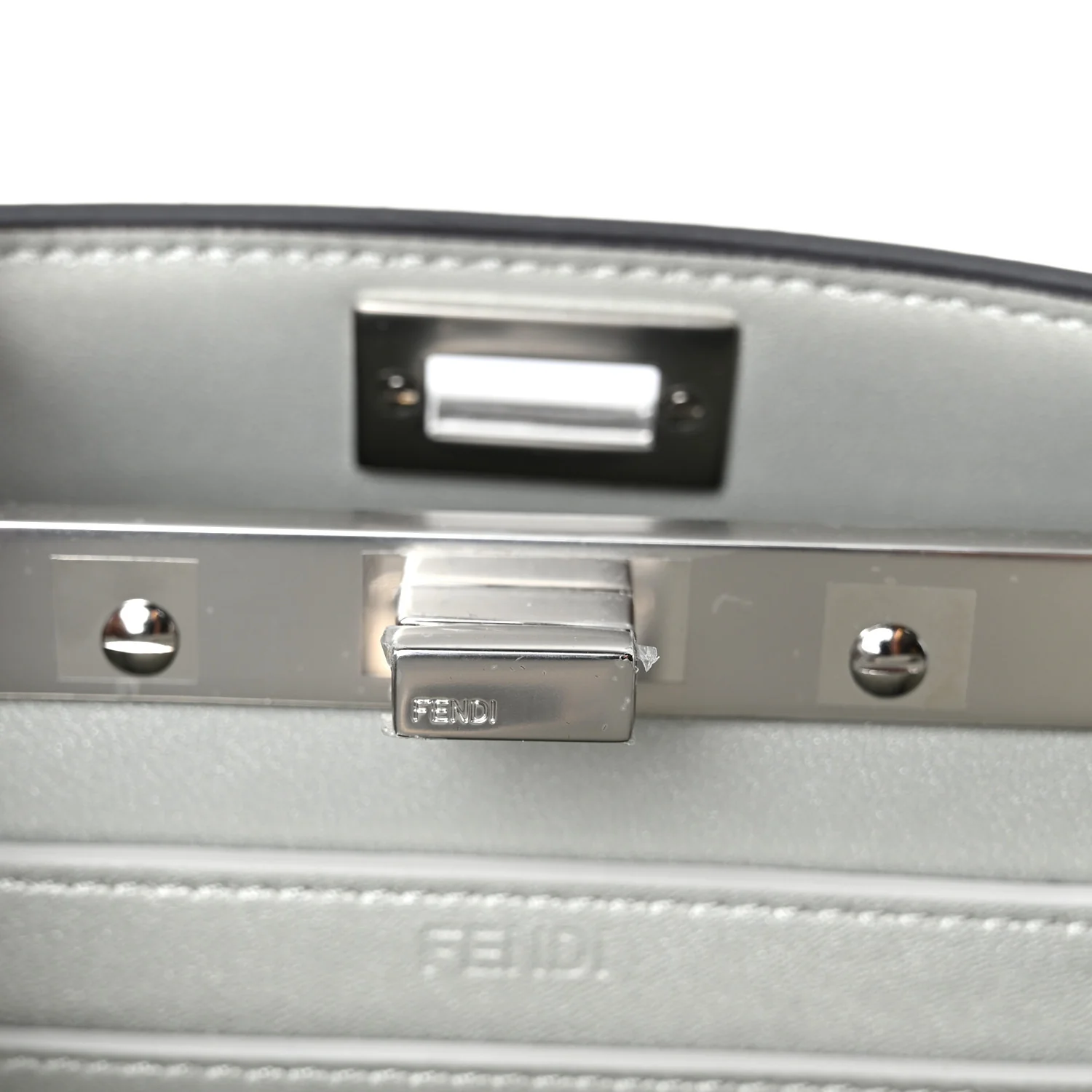 Iridescent Crystal Vitello Laminato Suede FF Petite Peekaboo I SEE U Satchel Cappuccino - Top Club