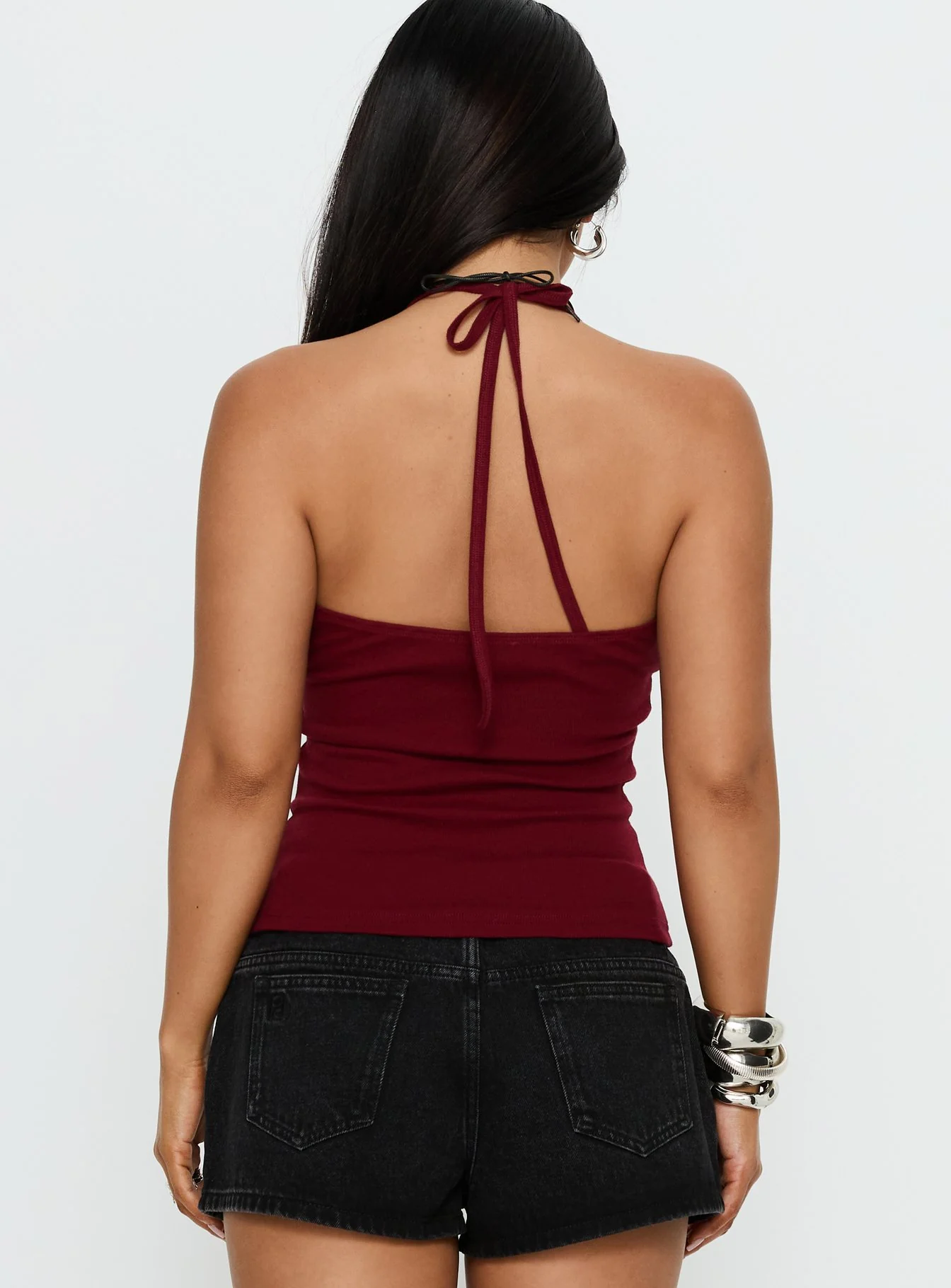 Sentiment V Neck Cami Top Burgundy