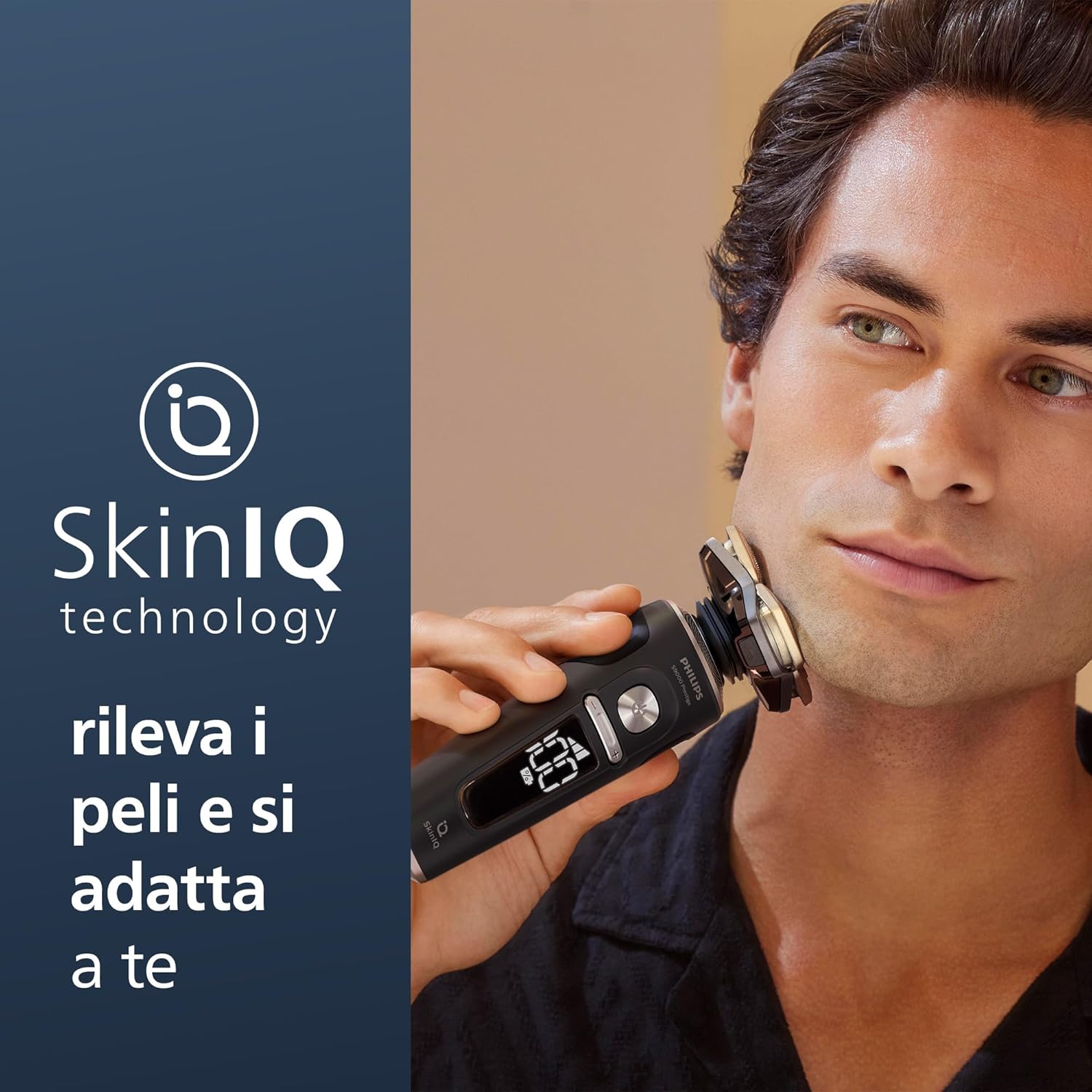 Rasoio Serie 9000 Prestige, rasoio elettrico a secco e umido, nero opaco, sistema di rasatura Lift&Cut, tecnologia SkinIQ, regolabarba, base per pulizia, custodia (moo SP9840/31)