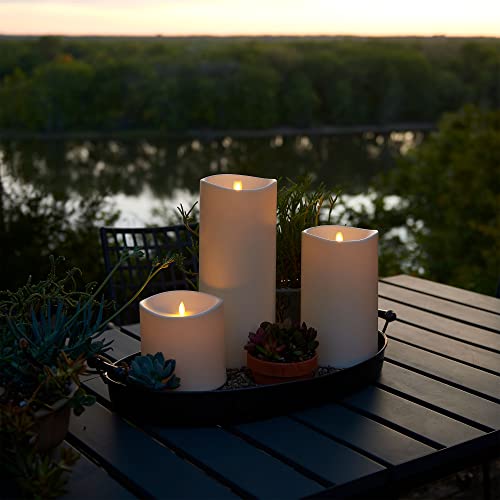 Luminara Realistic Artificial Moving Flame Outdoor Pillar Candle - Moving Flame LED Battery Operated Lights for Outside Christmas, Halloween - Remote Ready - Remote Included - Ivory - 6