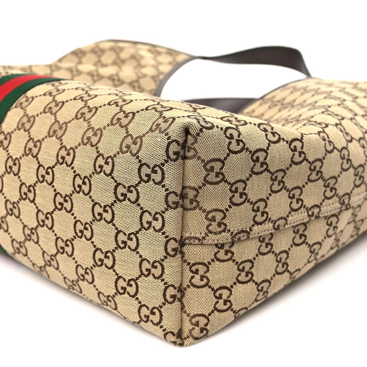 GG Monogram Web Large Giglio Tote Beige Brown - Top Club